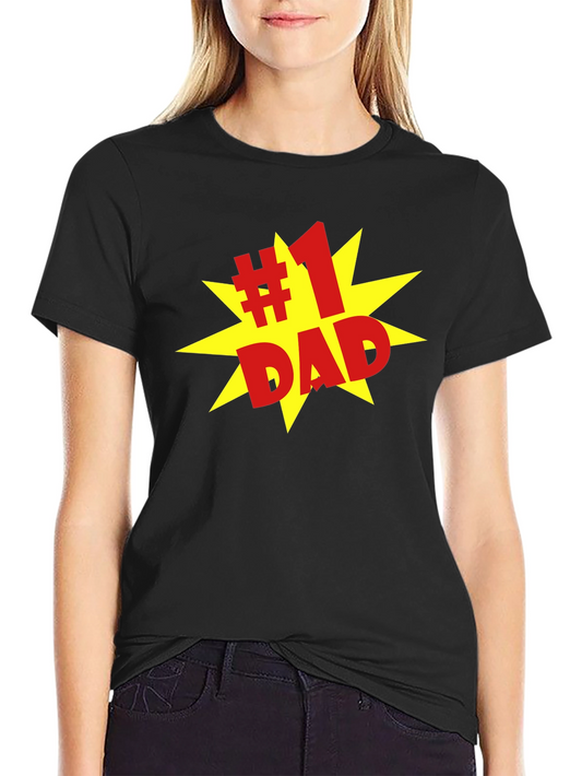 #1 Dad Graphic Print Crew Neck T-Shirt