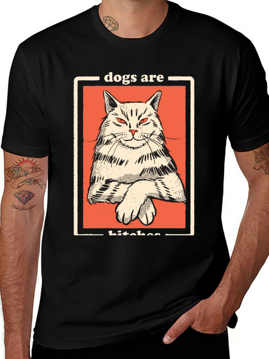 Dogs Are Bitches Cat Graphic Black T-Shirt