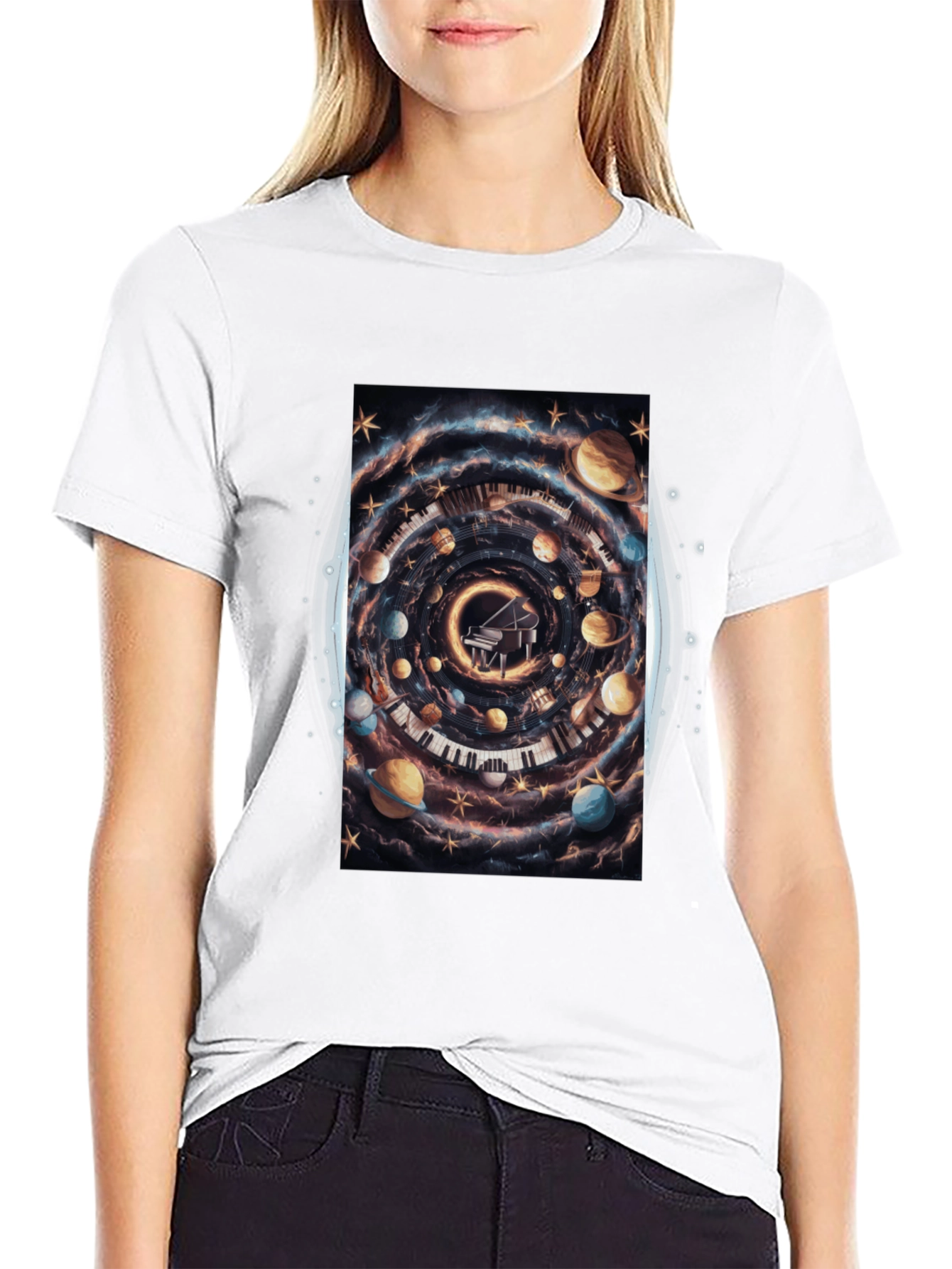 Cosmic Piano T-Shirt - Unique Music Lover Tee