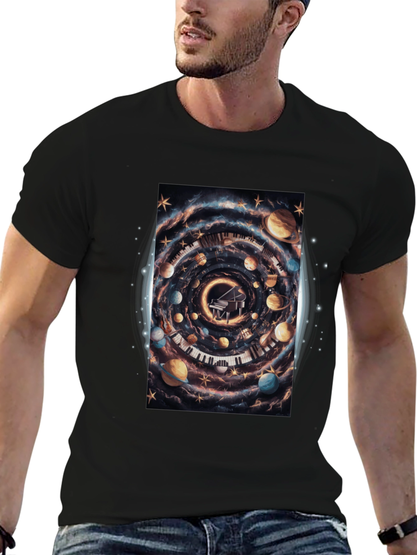 Cosmic Piano T-Shirt - Unique Music Lover Tee