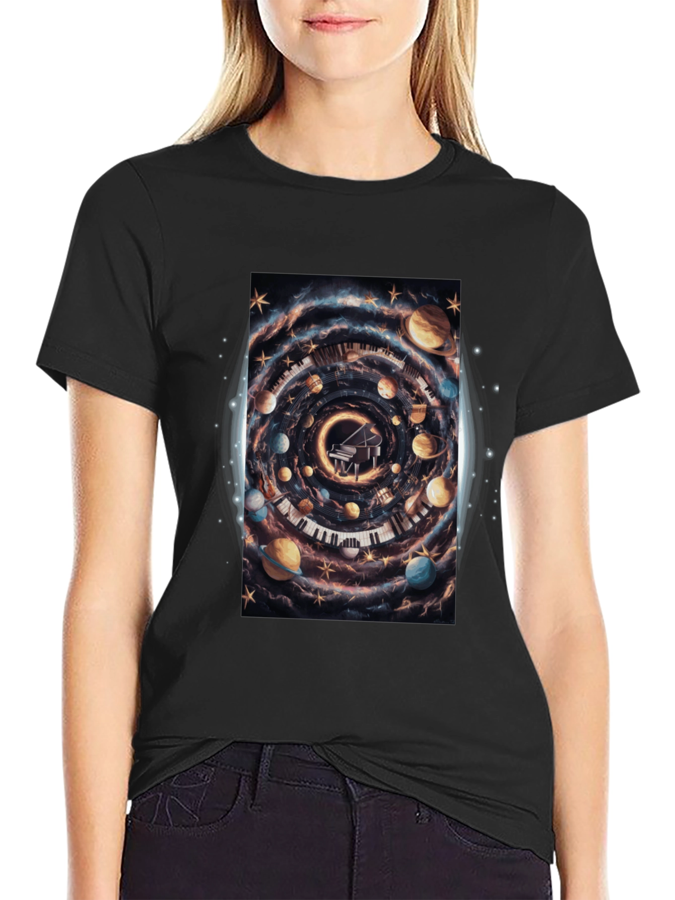 Cosmic Piano T-Shirt - Unique Music Lover Tee