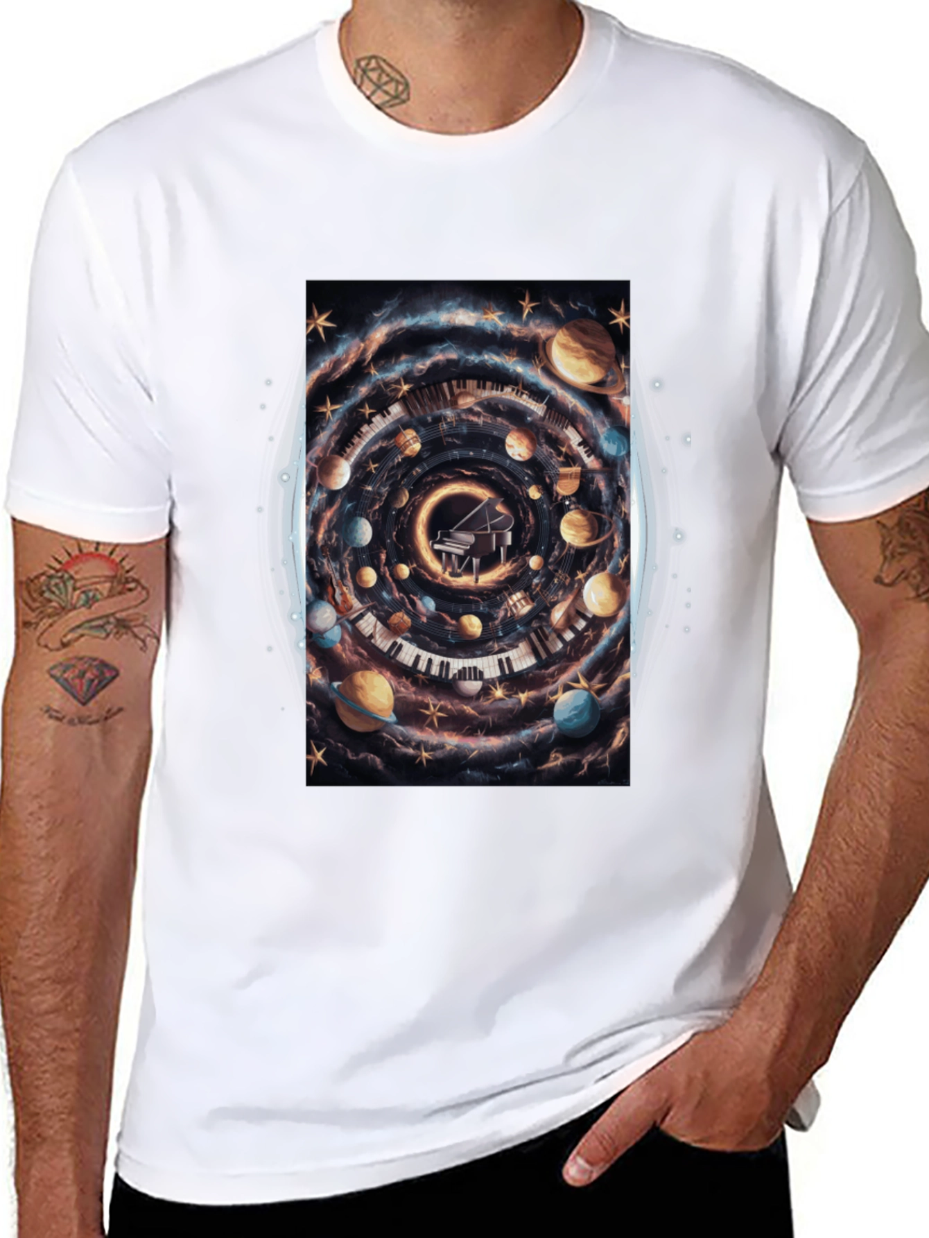 Cosmic Piano T-Shirt - Unique Music Lover Tee