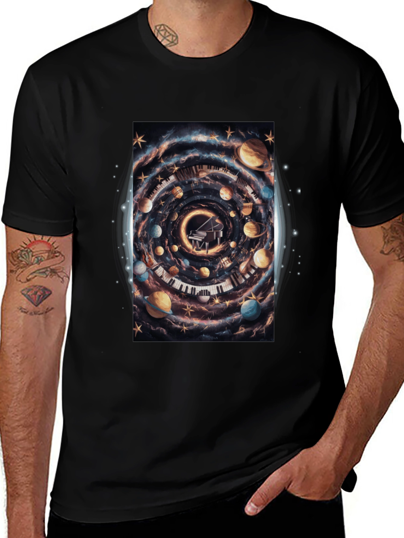 Cosmic Piano T-Shirt - Unique Music Lover Tee