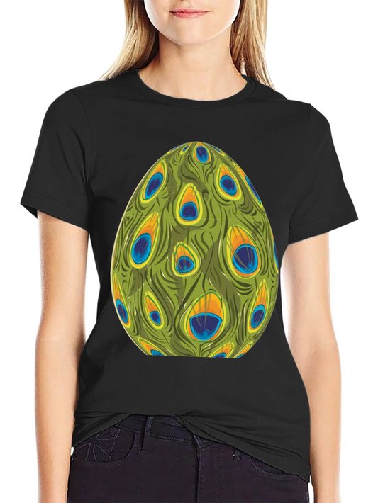 Peacock Feather Egg Graphic Tee - Unique Design