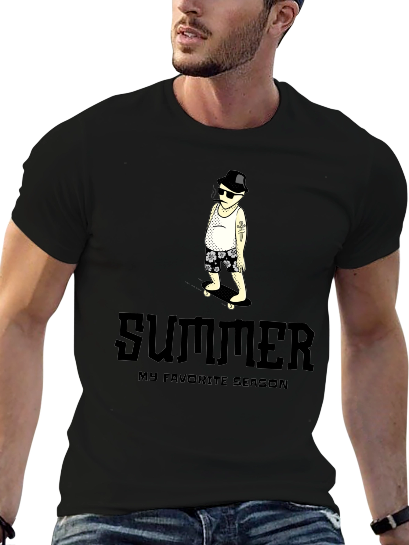 Summer Favorite Season Graphic Tee - Black