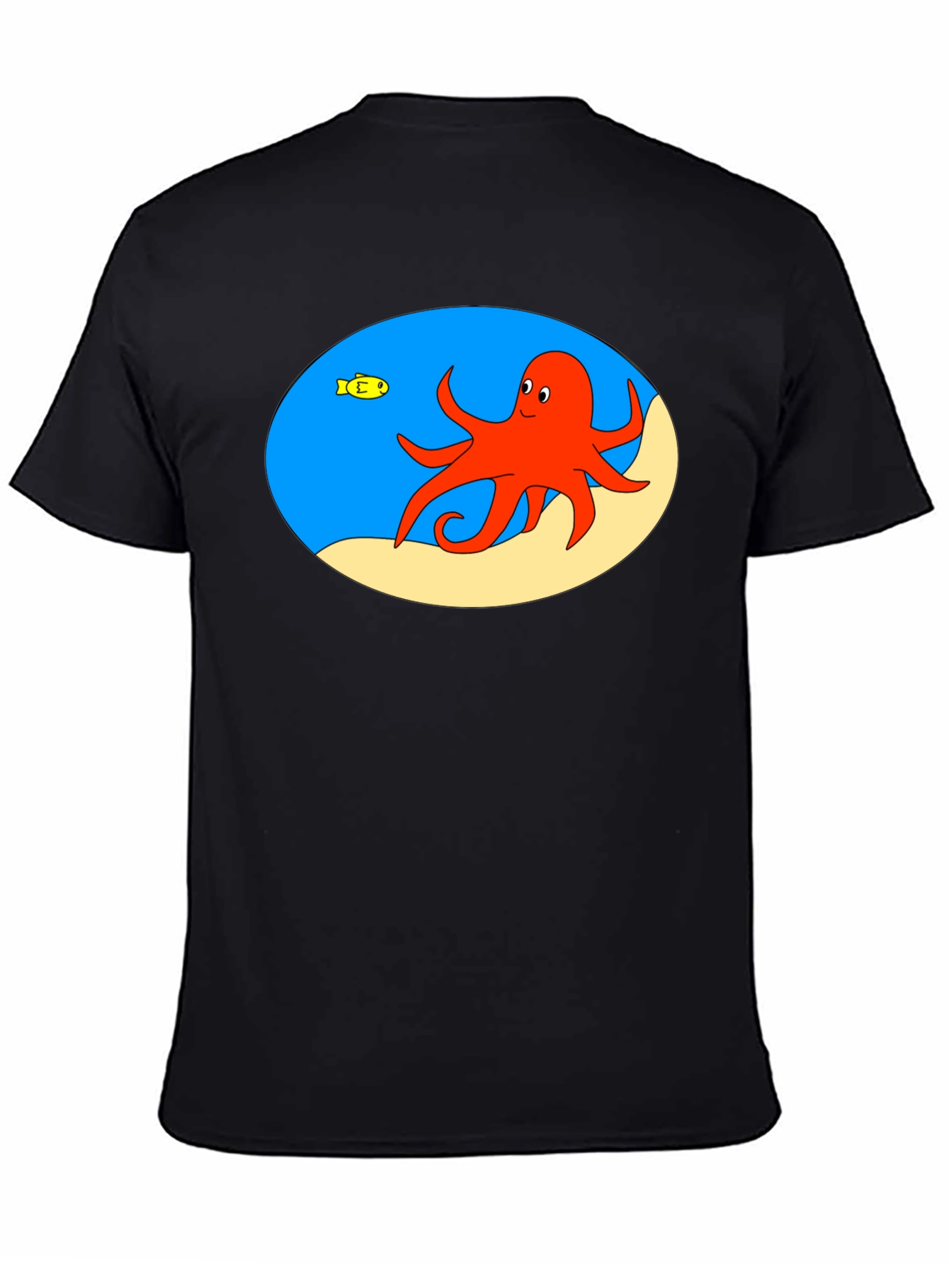 Cartoon Octopus Black T-Shirt