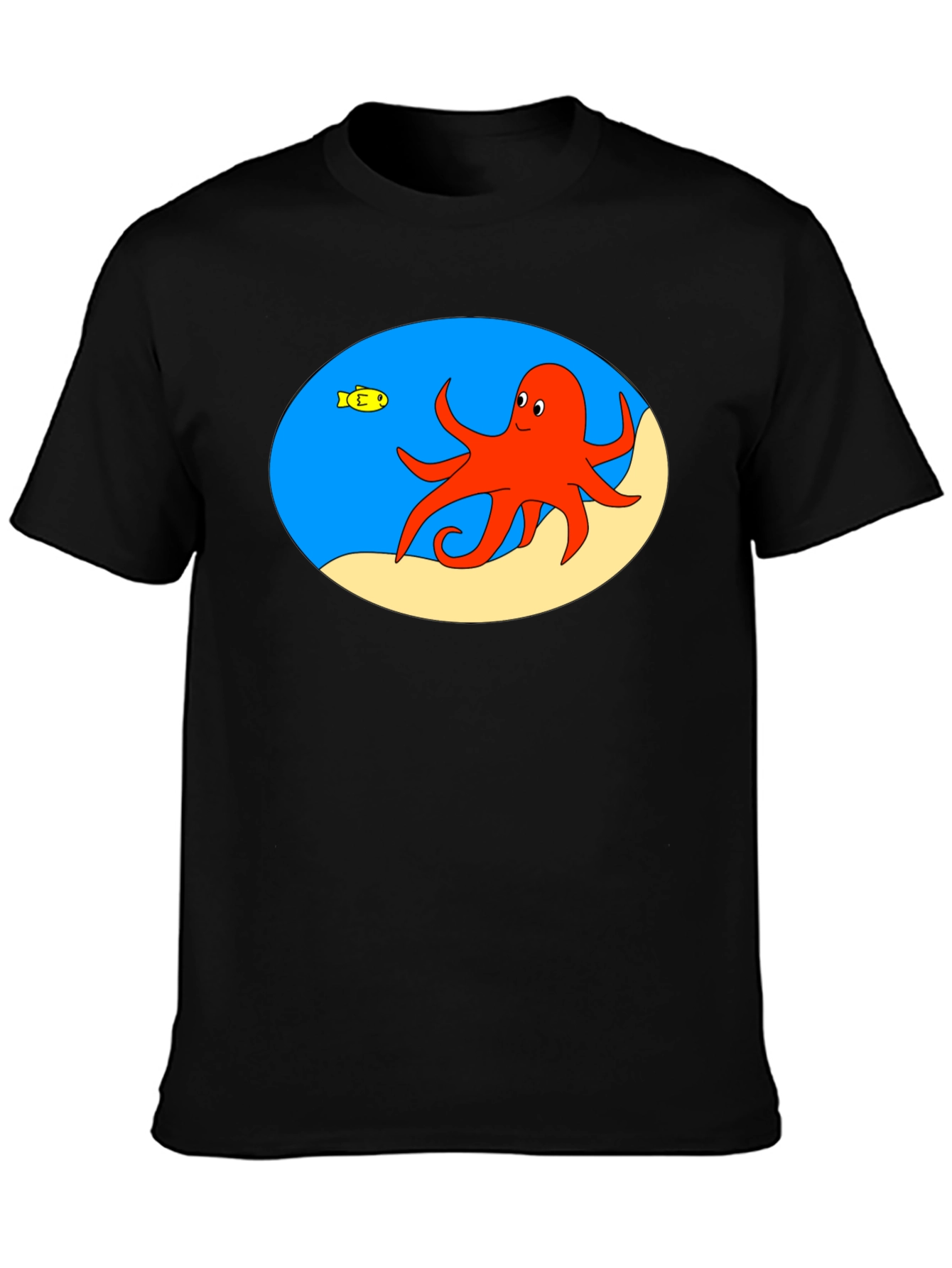 Cartoon Octopus Black T-Shirt