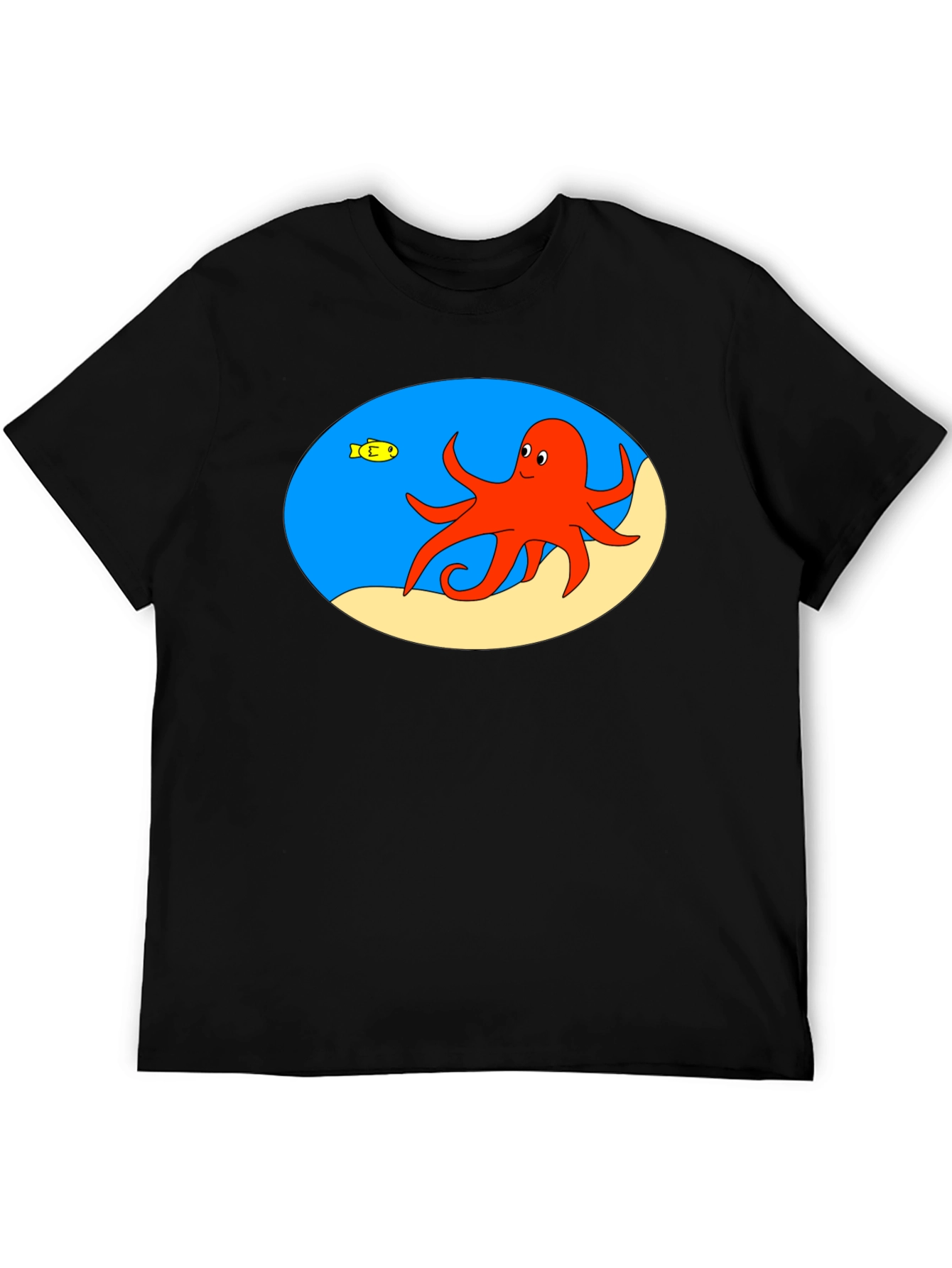 Cartoon Octopus Black T-Shirt