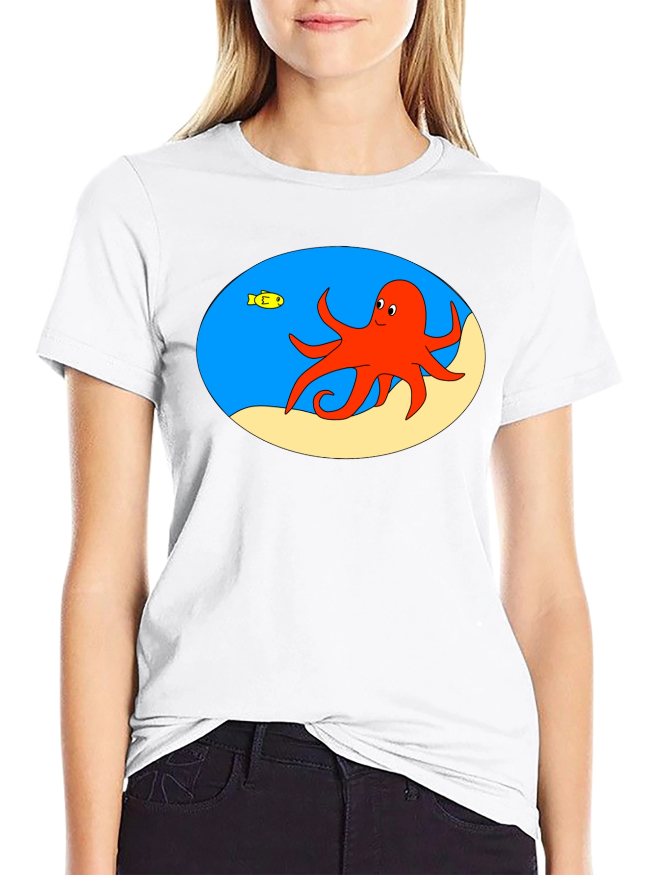 Cartoon Octopus Black T-Shirt
