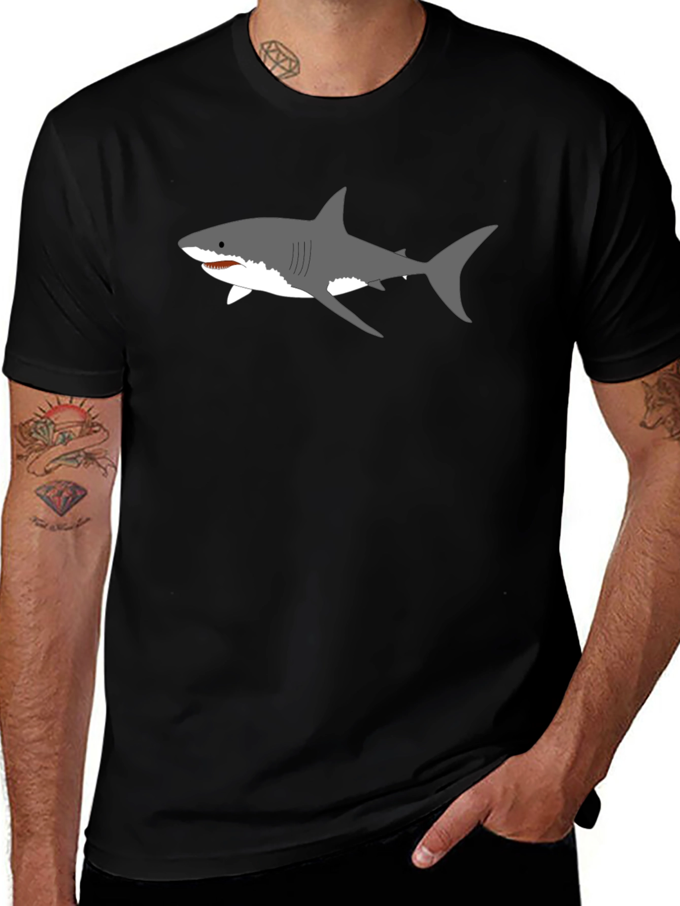 Shark Graphic Black T-Shirt - Cool Design