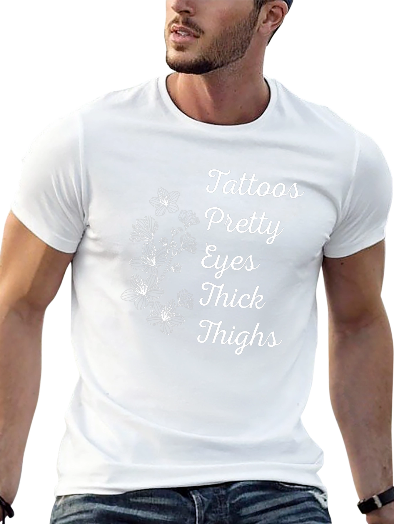 Tattoos Pretty Eyes Thick Thighs Floral T-Shirt