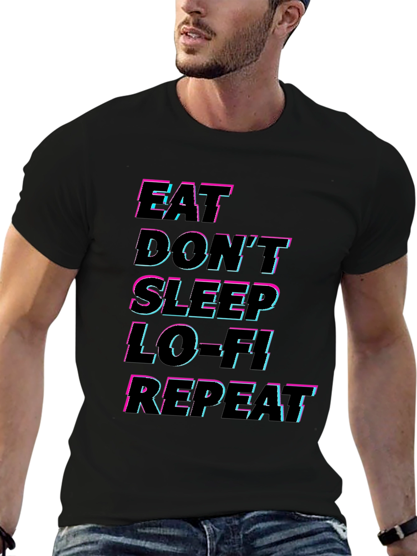 Eat Dont Sleep Lo-Fi Repeat Black Graphic Tee