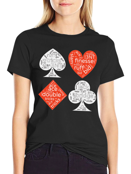 Bridge Card Suits Word Art Graphic T-Shirt