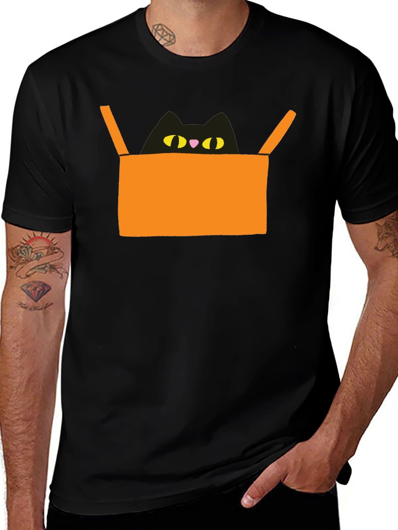 Cat in Box Graphic Tee - Unique Design