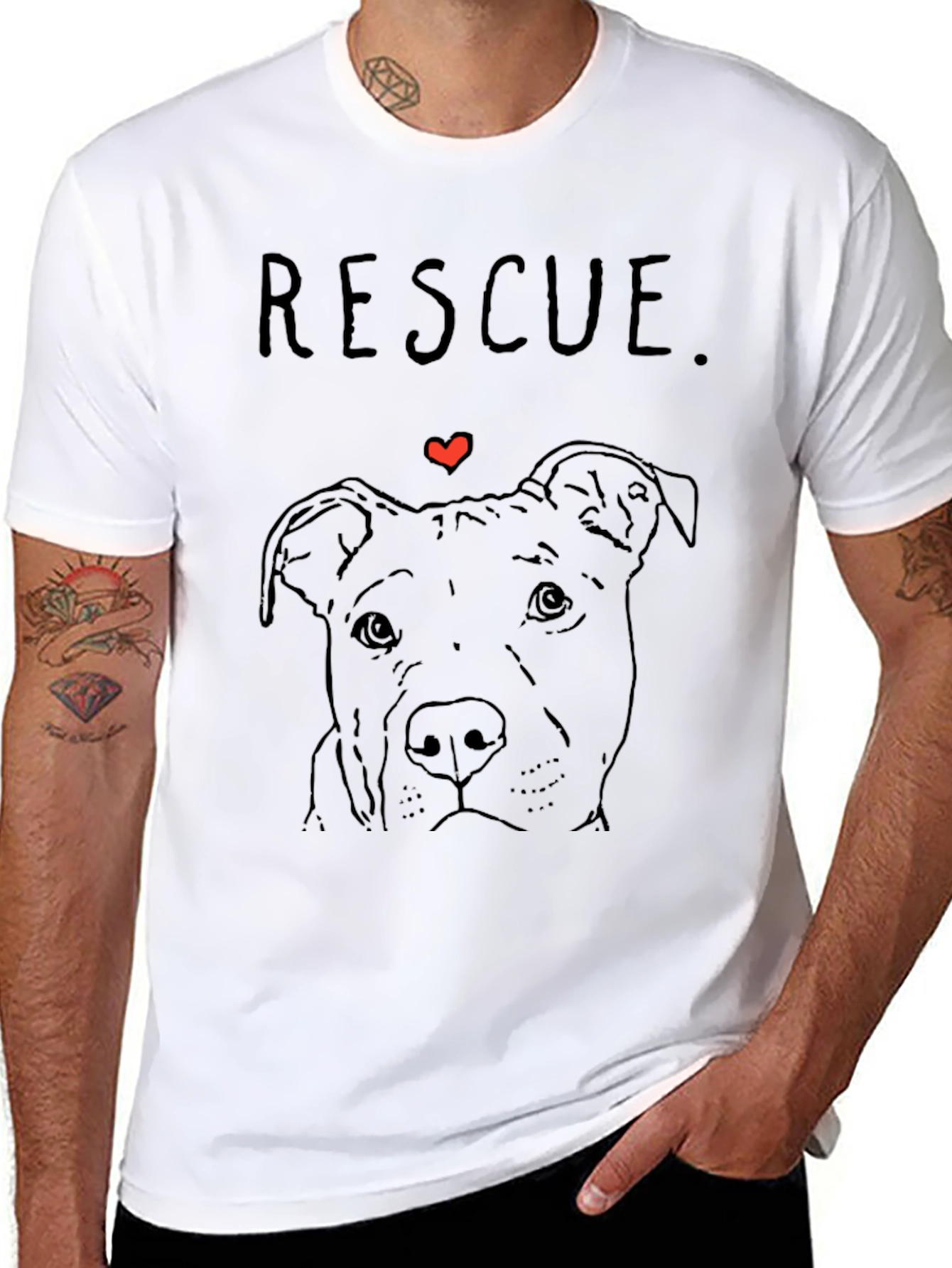 Rescue Dog Graphic T-Shirt - Black