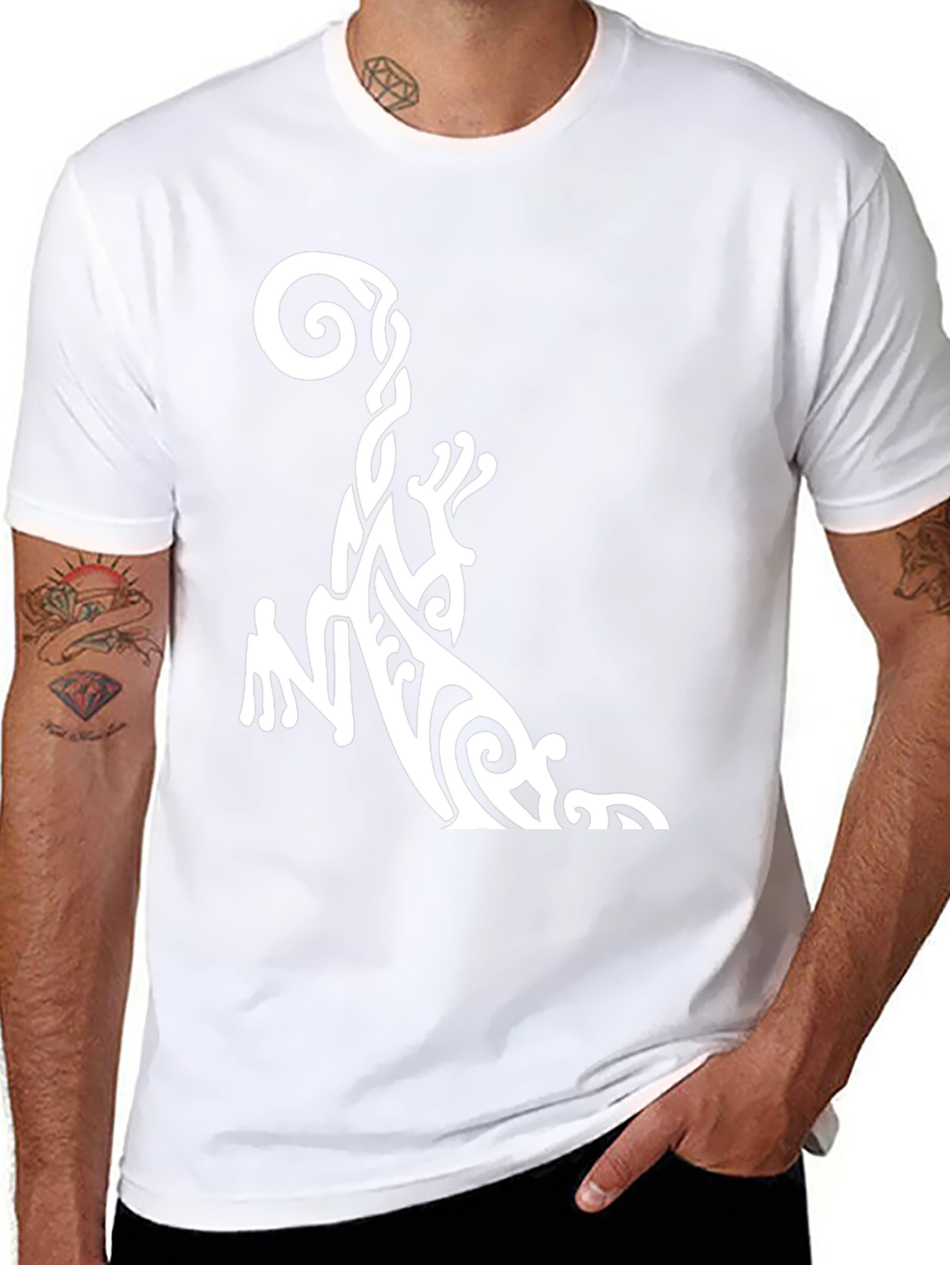 Tribal Gecko Graphic Tee - Black Cotton Casual T-Shirt