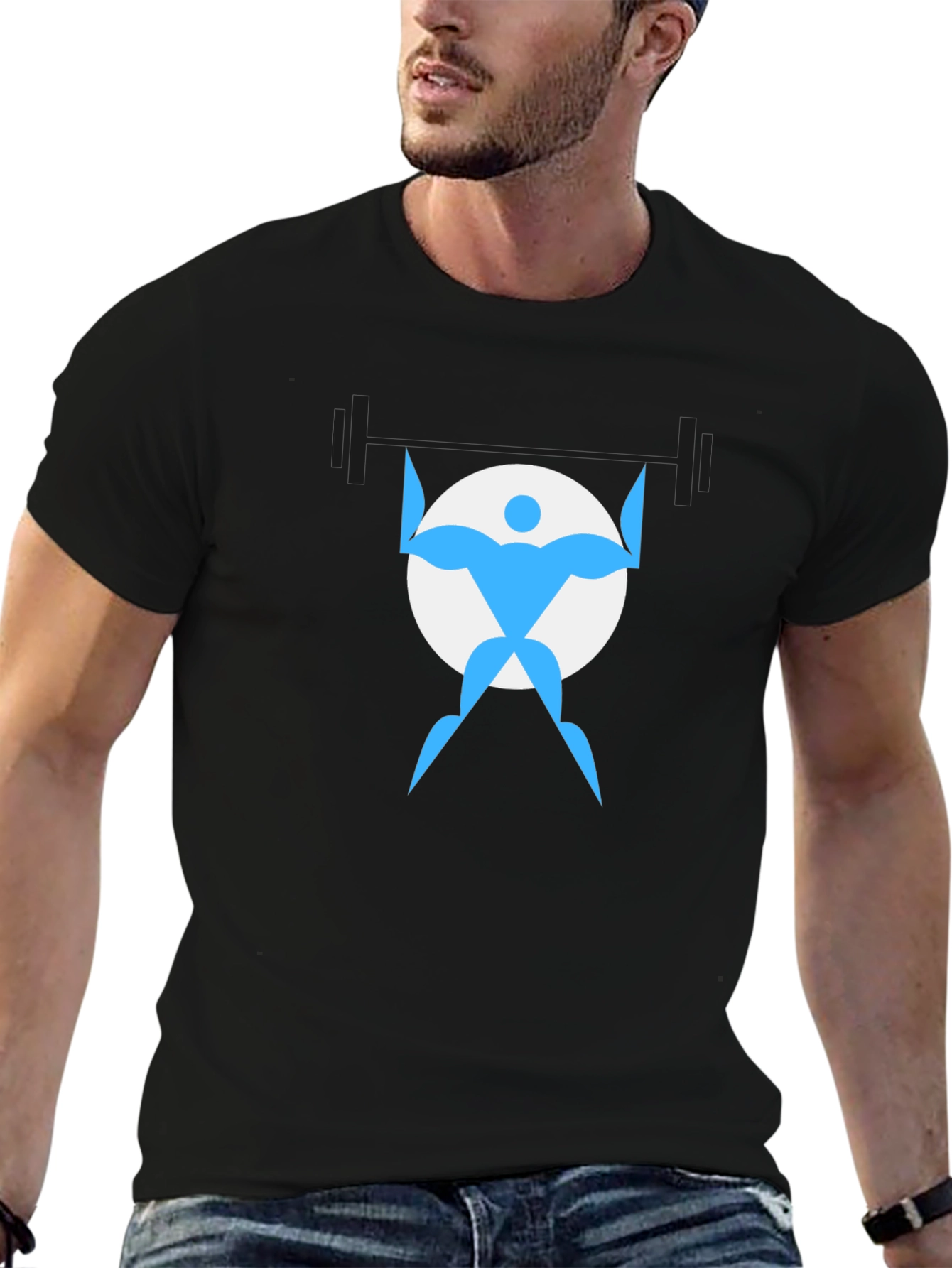 Weightlifter Graphic Tee - Black Cotton Shirt