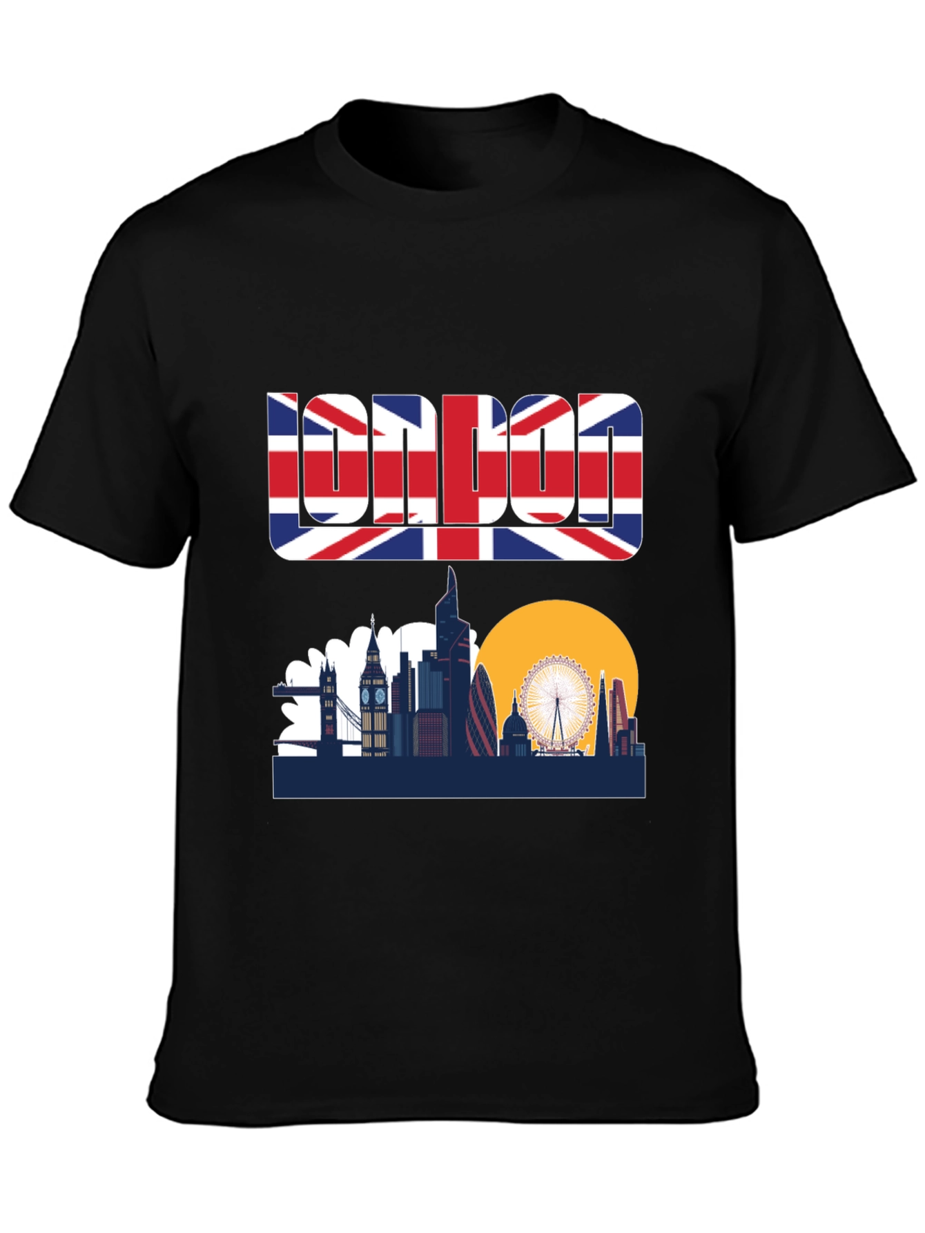 London Skyline Graphic Tee - UK Flag Design