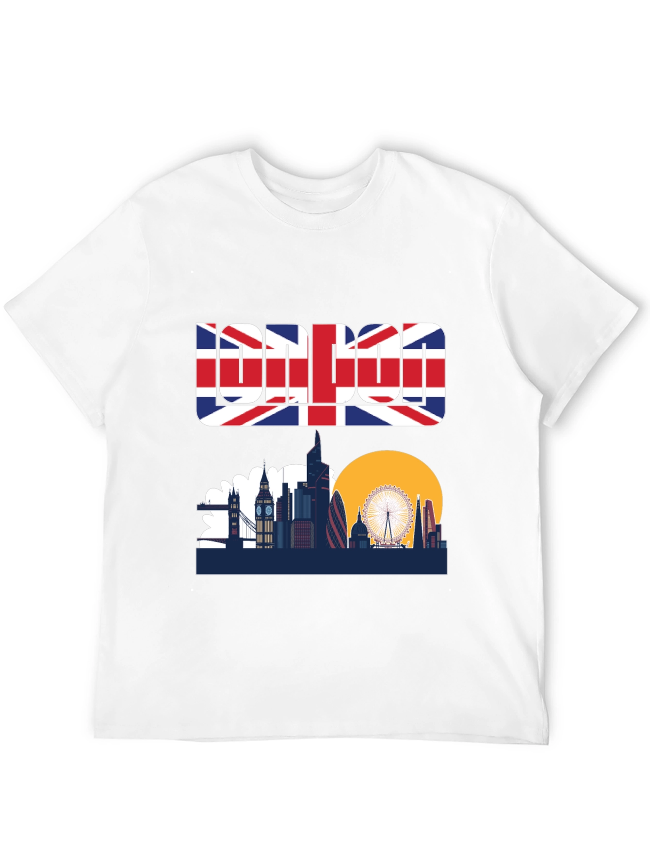 London Skyline Graphic Tee - UK Flag Design