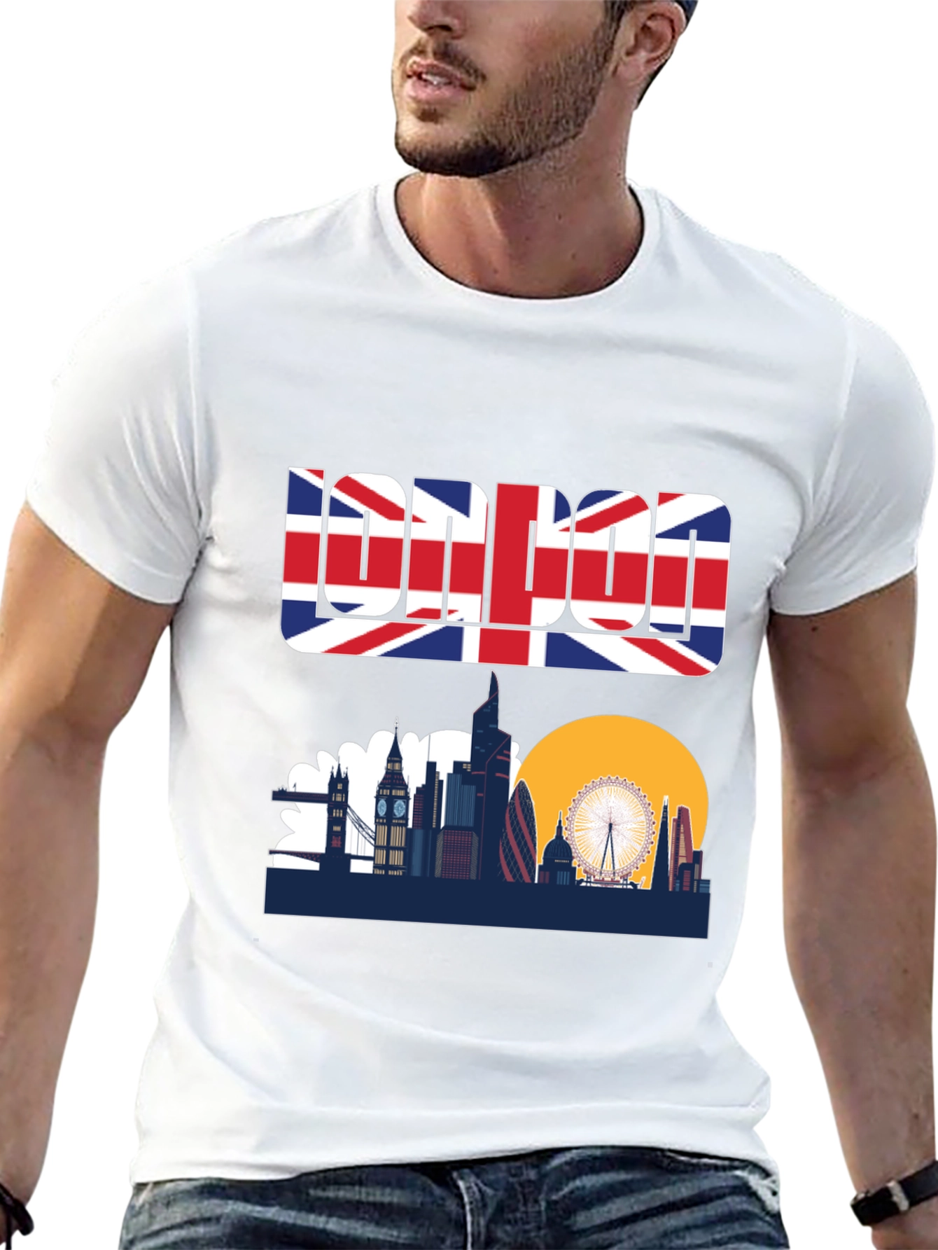 London Skyline Graphic Tee - UK Flag Design