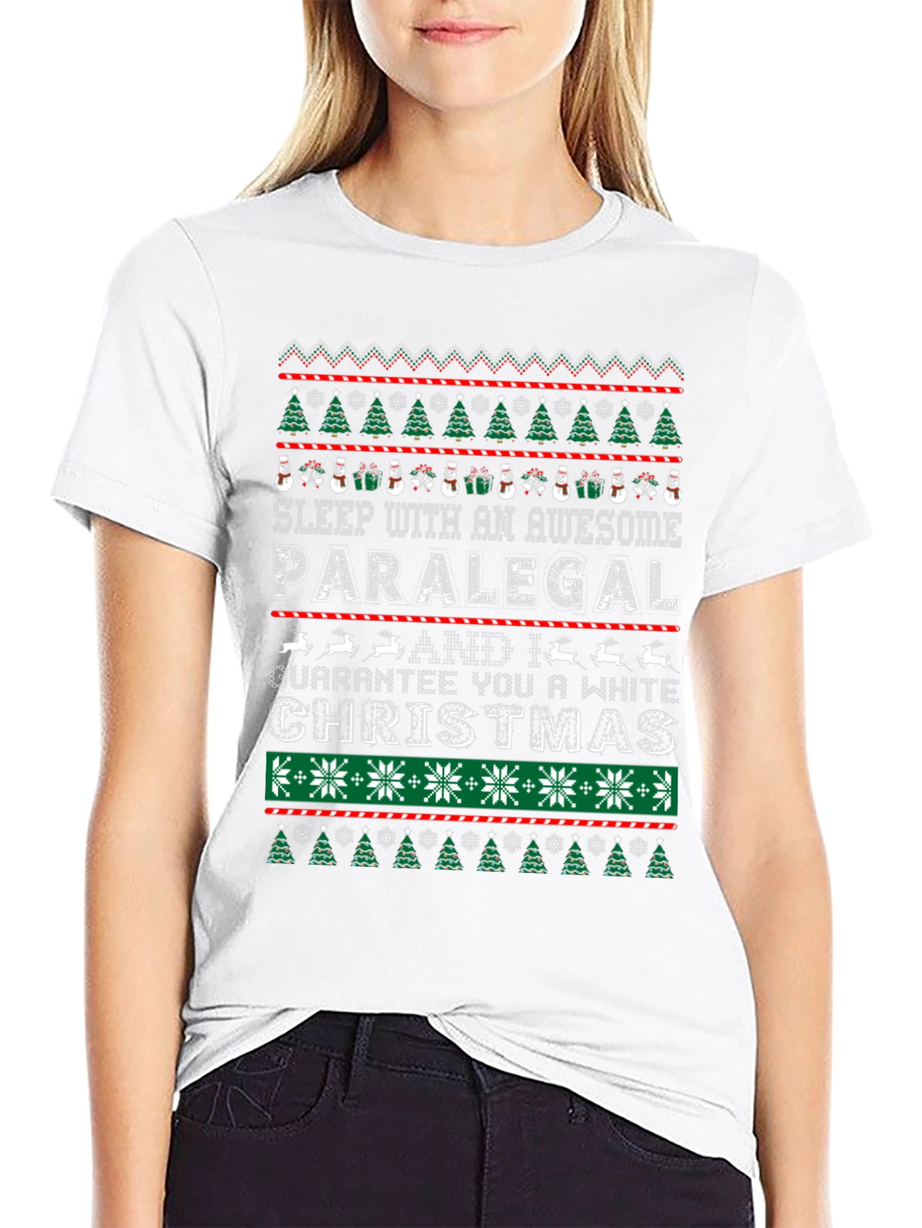 Awesome Paralegal White Christmas Ugly Sweater Style T-Shirt
