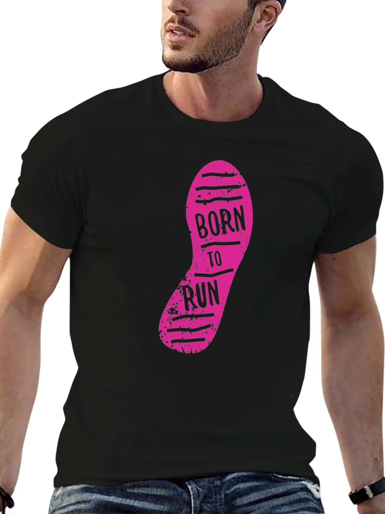 Born to Run Graphic Print Black T-Shirt