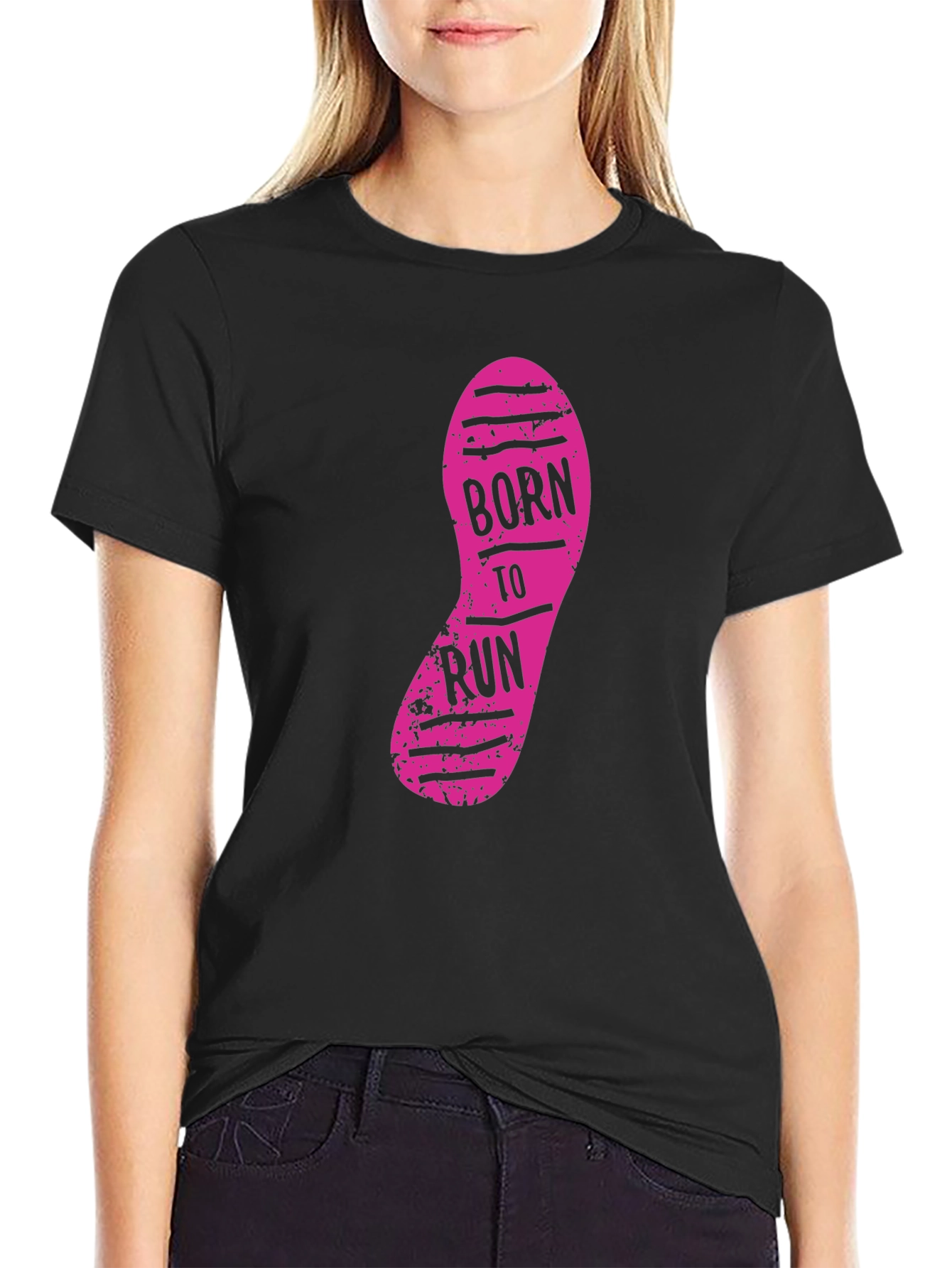 Born to Run Graphic Print Black T-Shirt