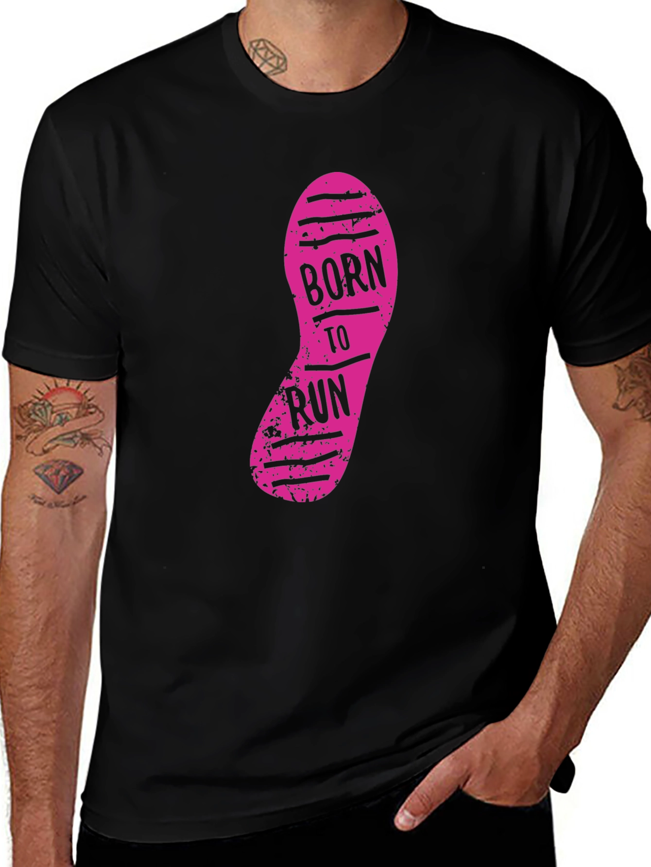 Born to Run Graphic Print Black T-Shirt