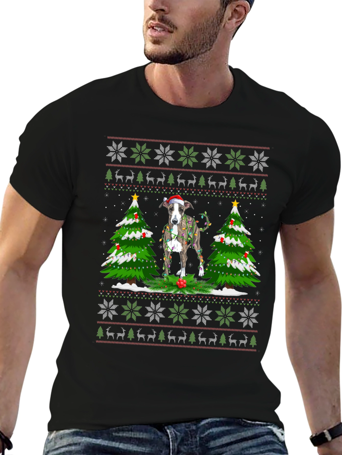 Festive Dog Christmas Sweater T-Shirt