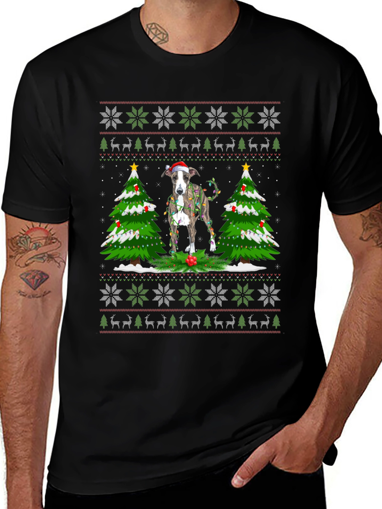 Festive Dog Christmas Sweater T-Shirt