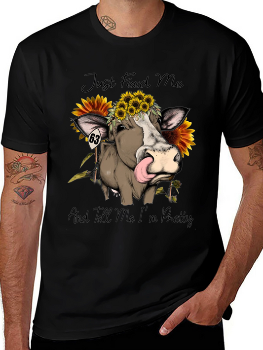Cow & Sunflower Graphic Tee - Just Feed Me!