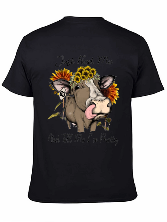 Cow & Sunflower Graphic Tee - Just Feed Me!