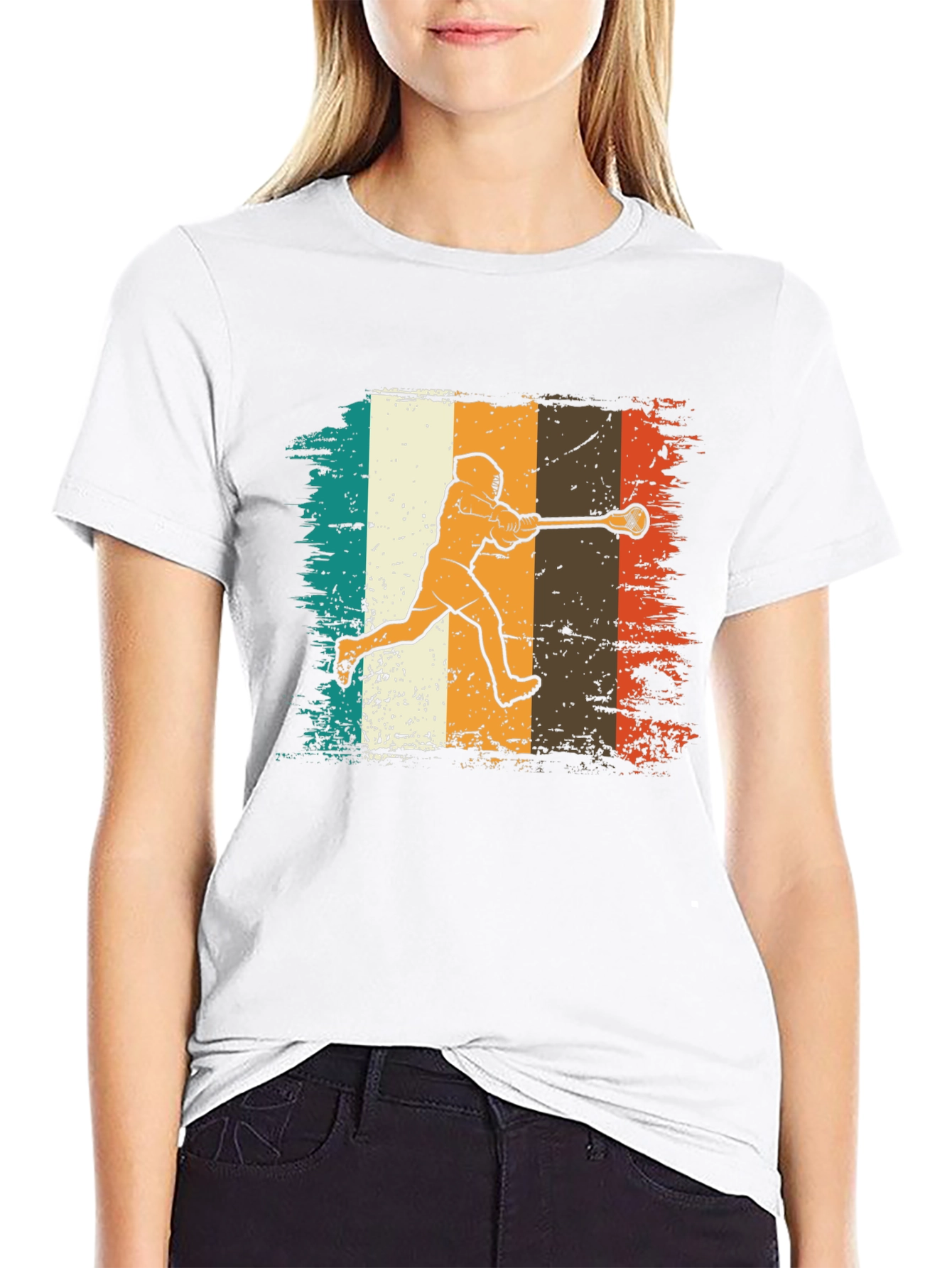 Retro Lacrosse Player Graphic Tee