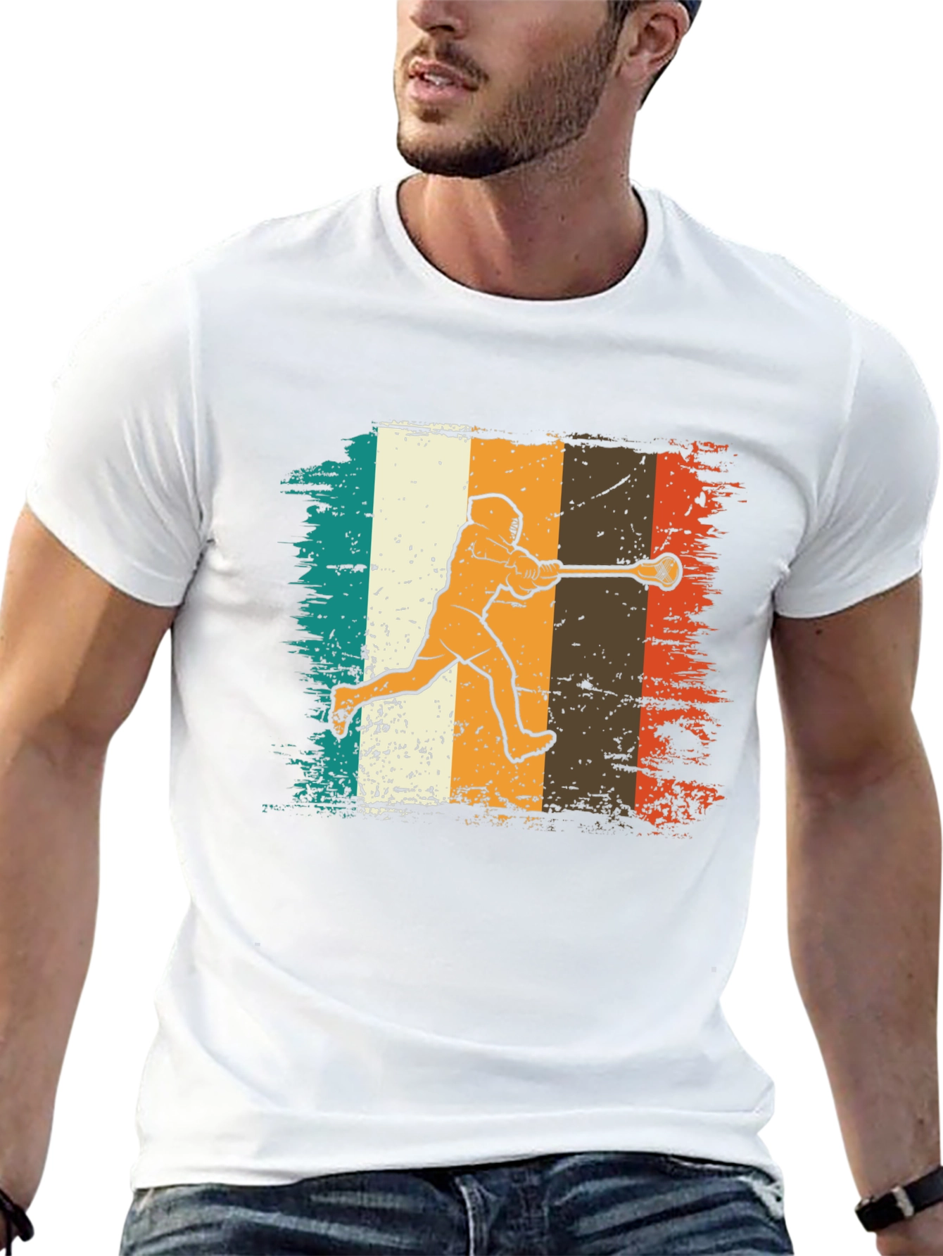 Retro Lacrosse Player Graphic Tee