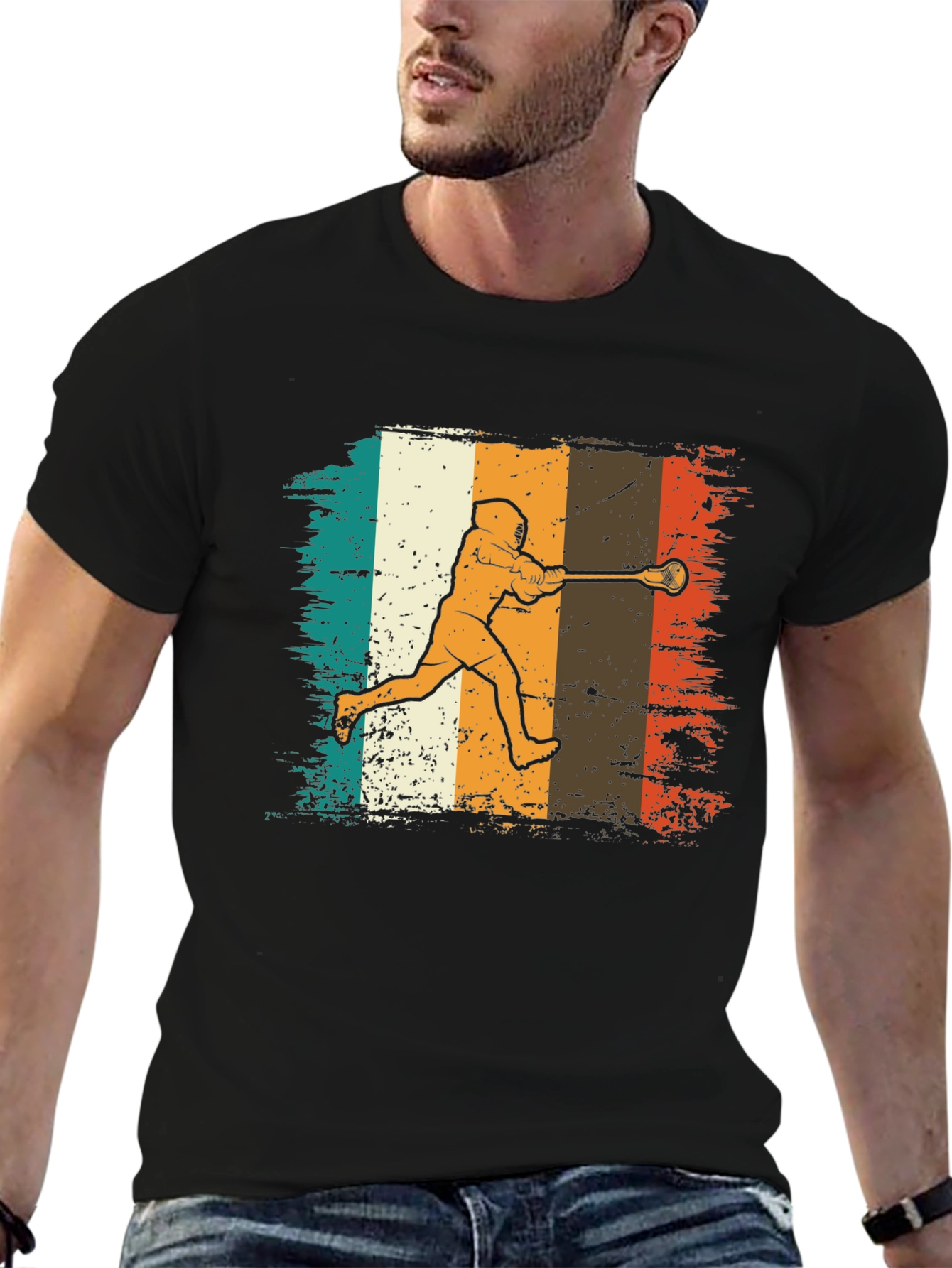Retro Lacrosse Player Graphic Tee