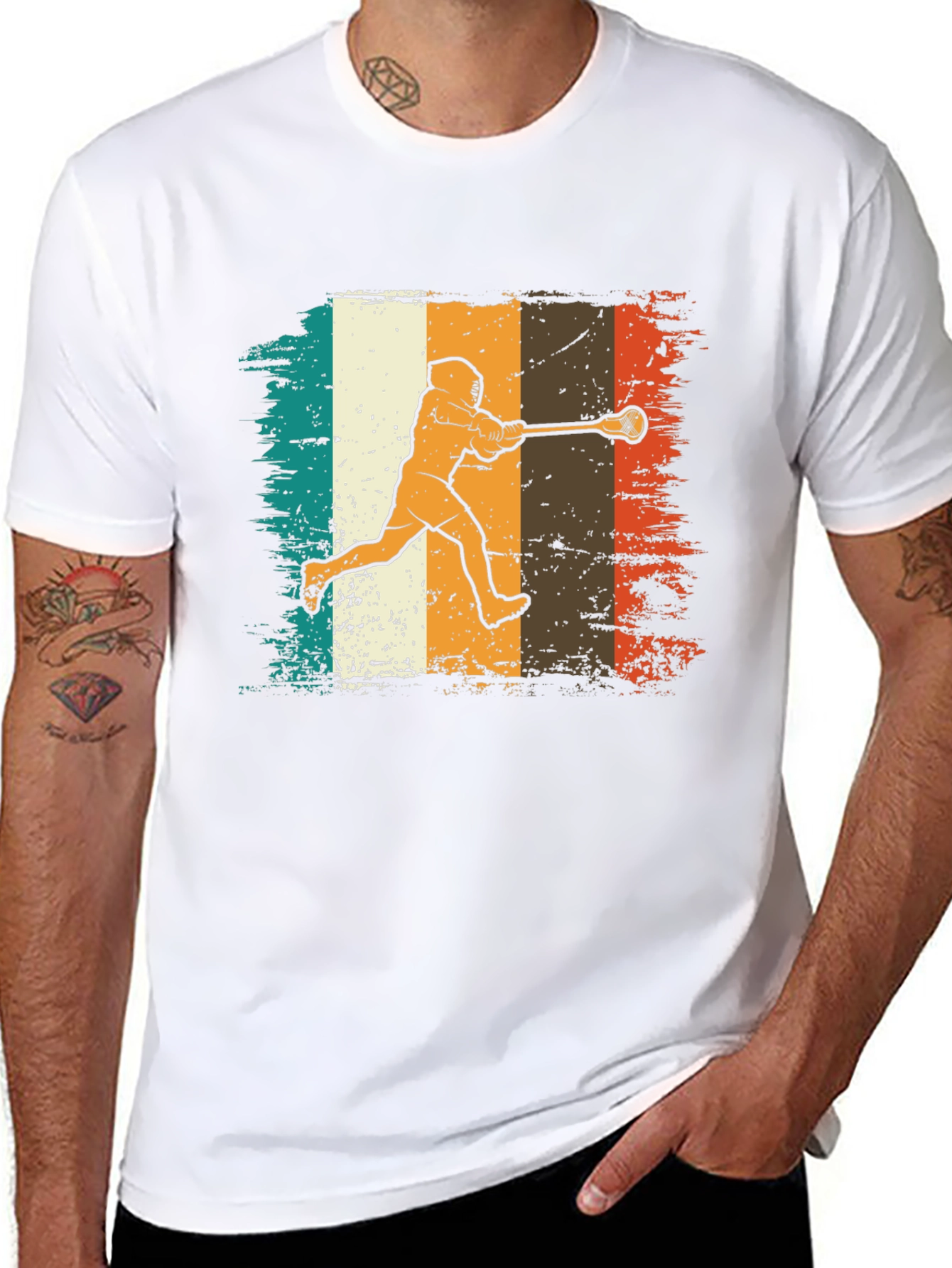 Retro Lacrosse Player Graphic Tee