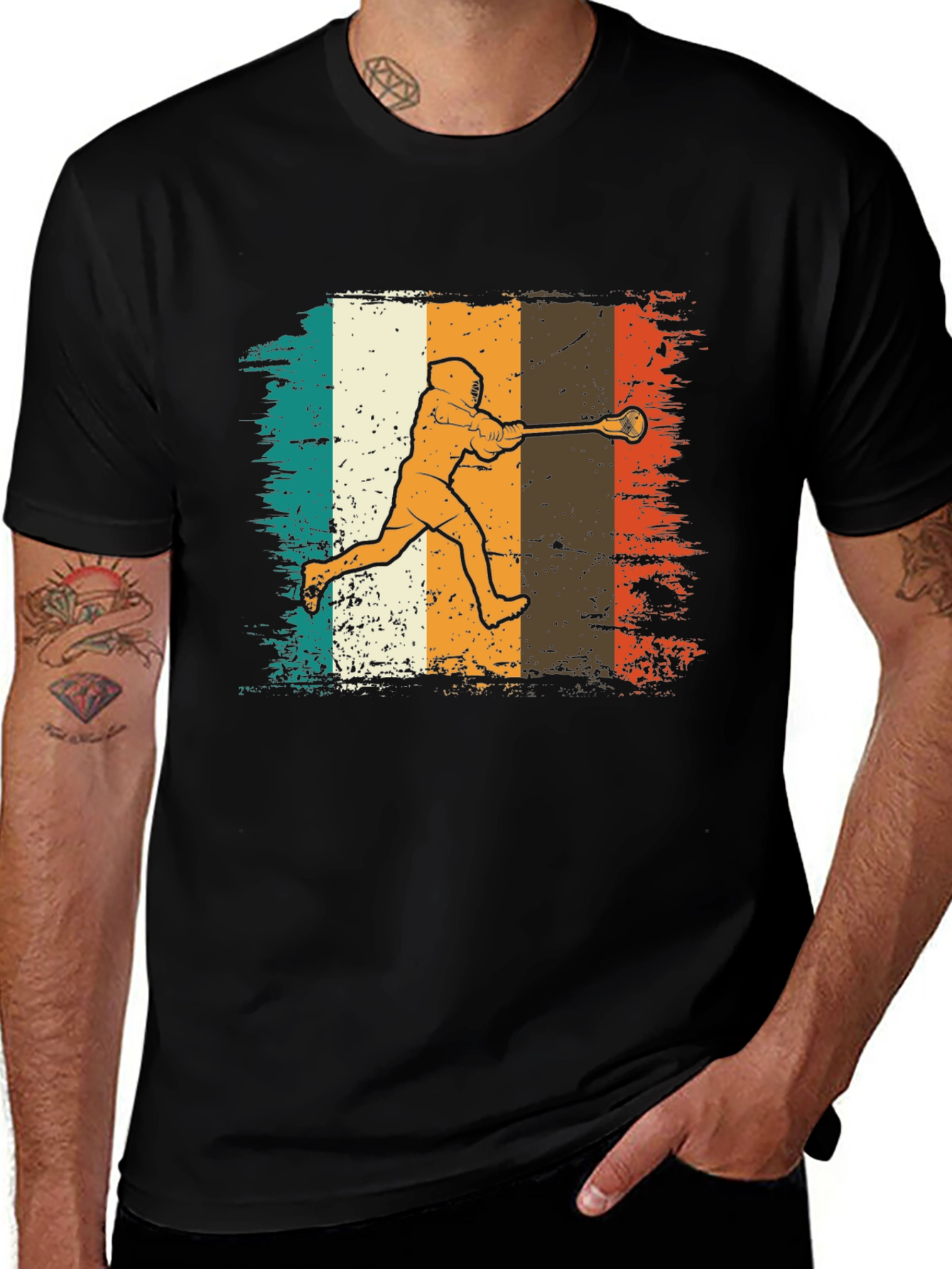 Retro Lacrosse Player Graphic Tee