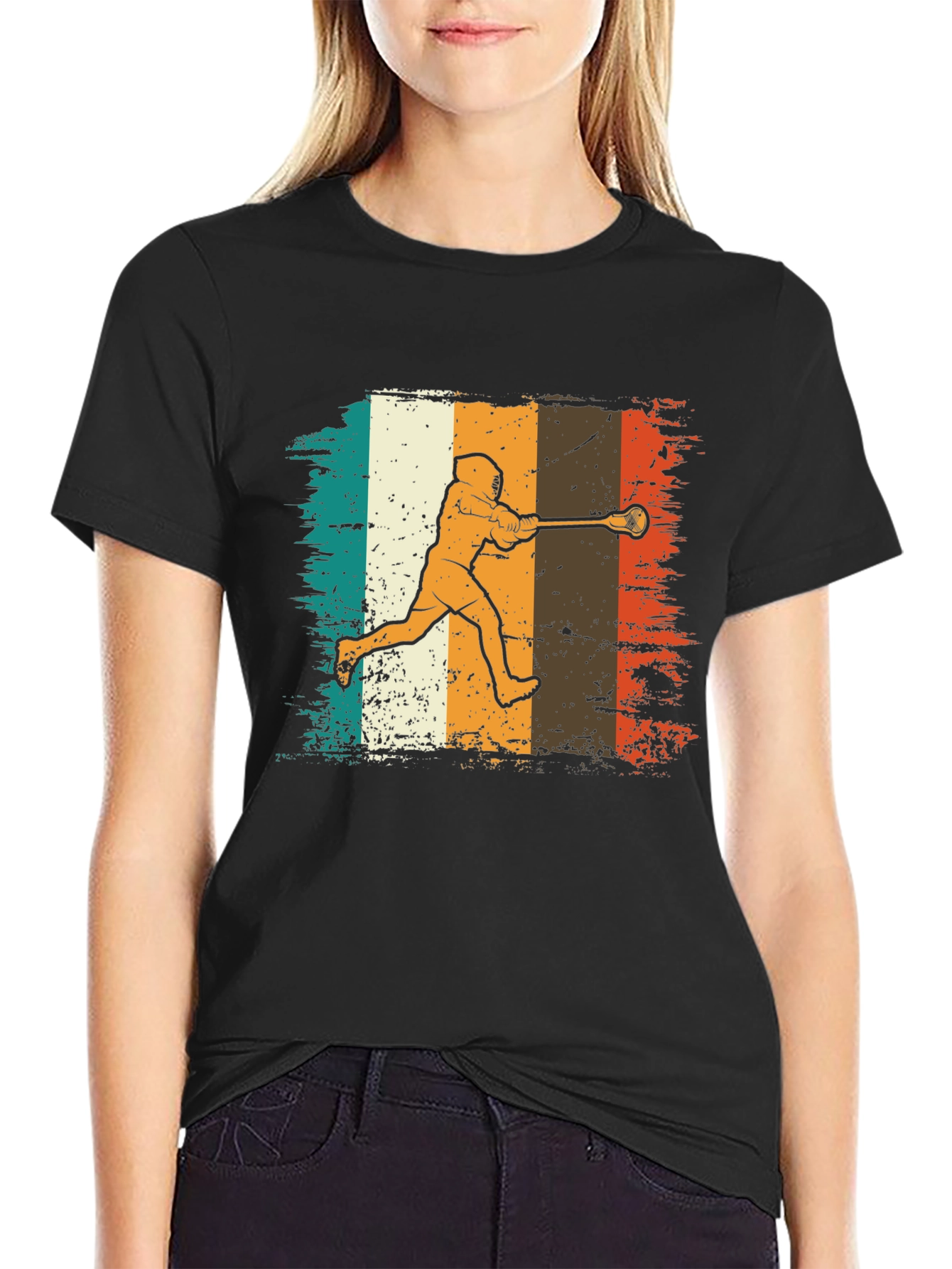 Retro Lacrosse Player Graphic Tee