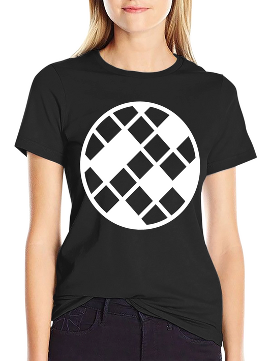 Geometric Pattern Black Crewneck T-Shirt