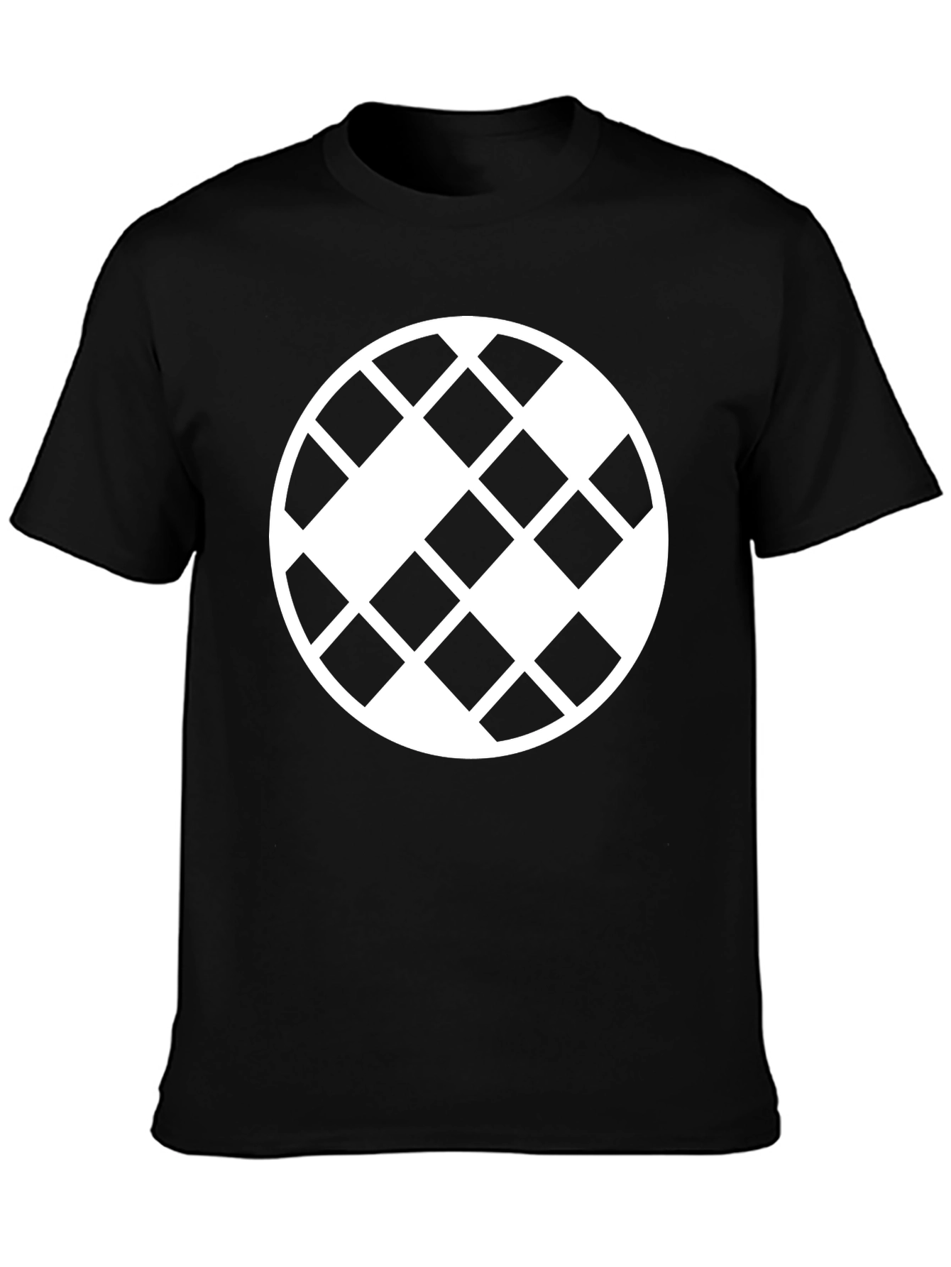 Geometric Pattern Black Crewneck T-Shirt