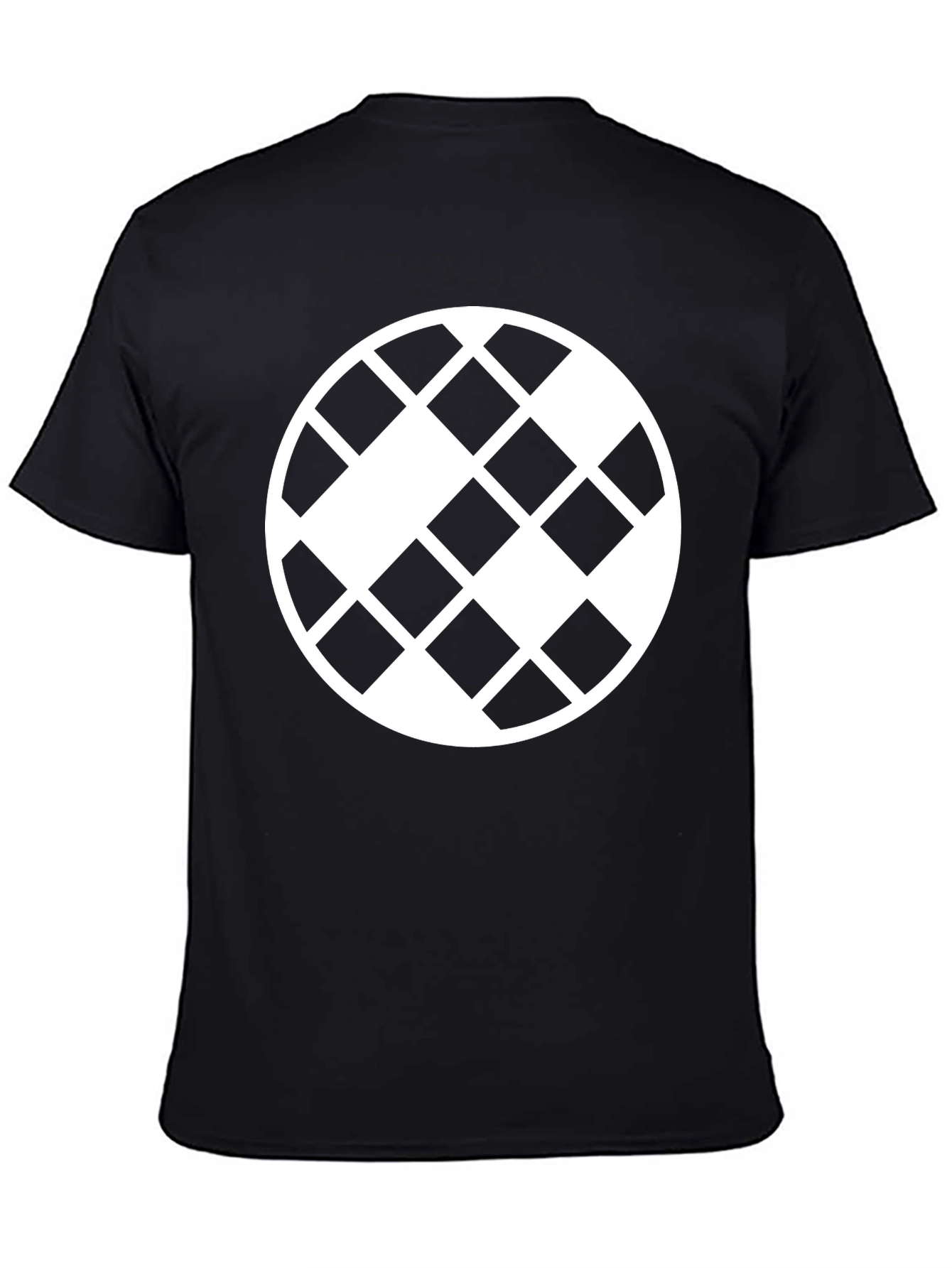 Geometric Pattern Black Crewneck T-Shirt
