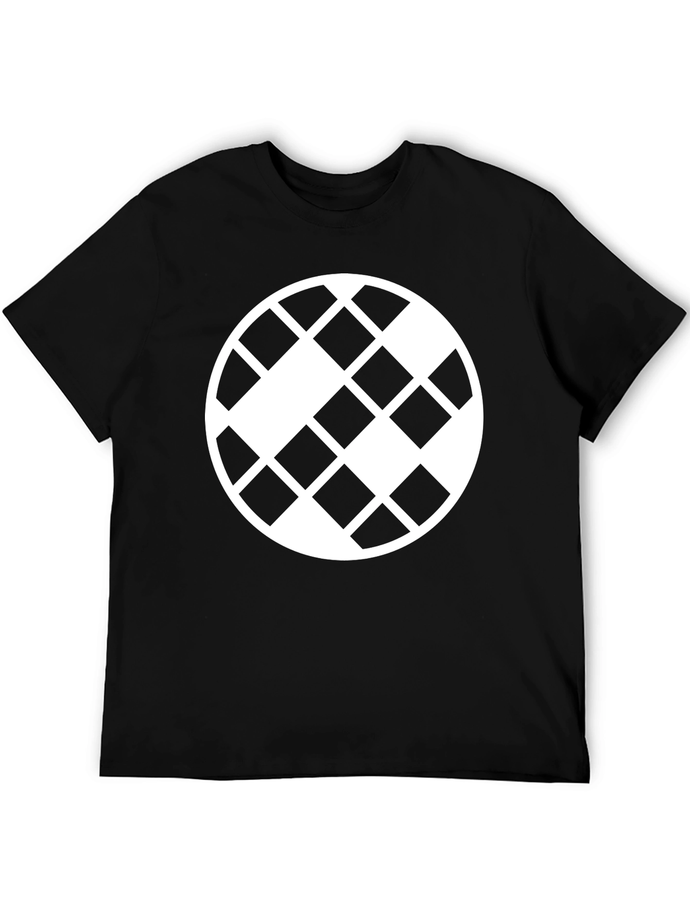Geometric Pattern Black Crewneck T-Shirt