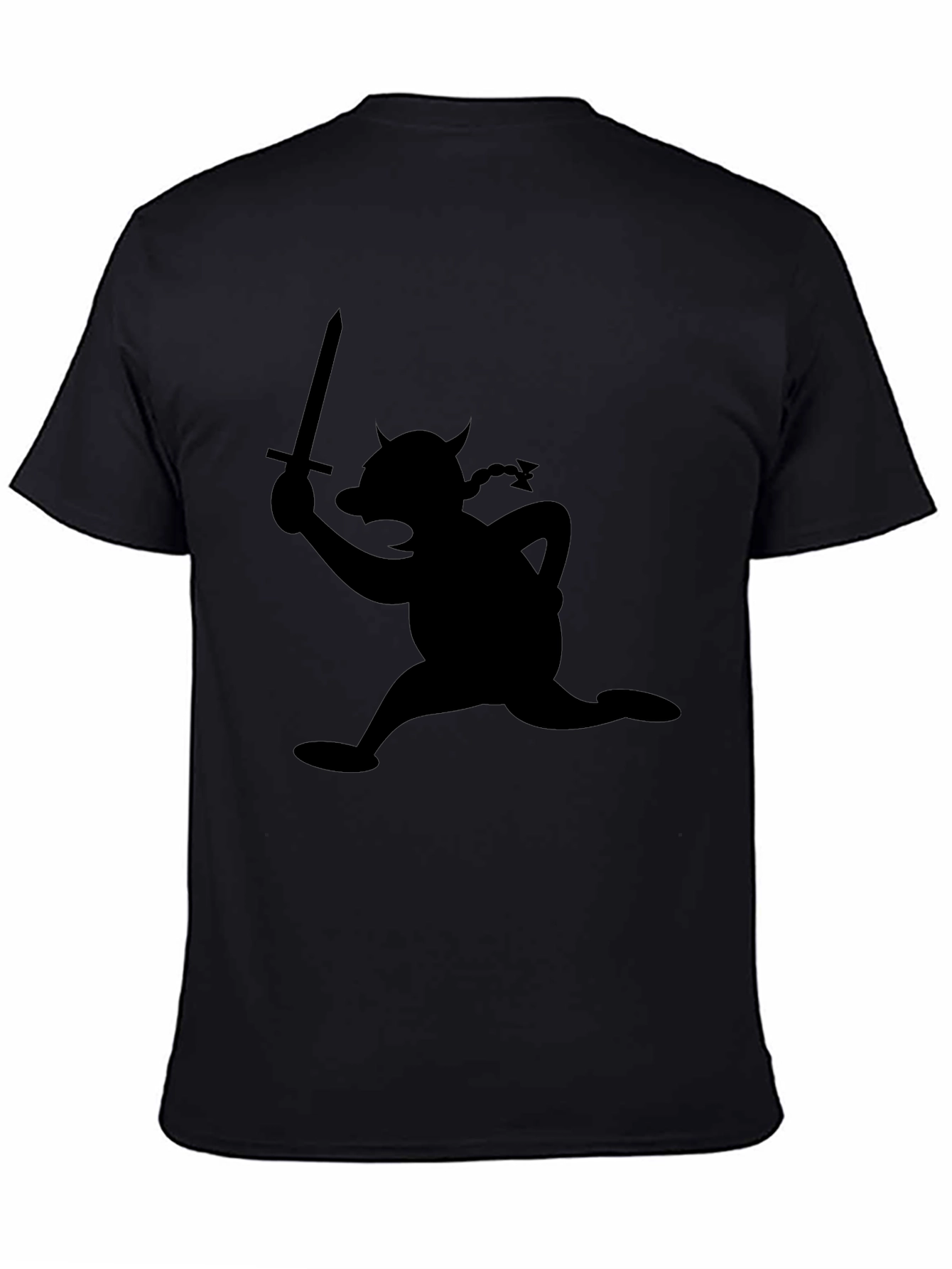 Black Cartoon Viking T-Shirt