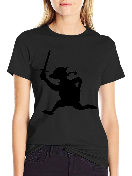 Black Cartoon Viking T-Shirt