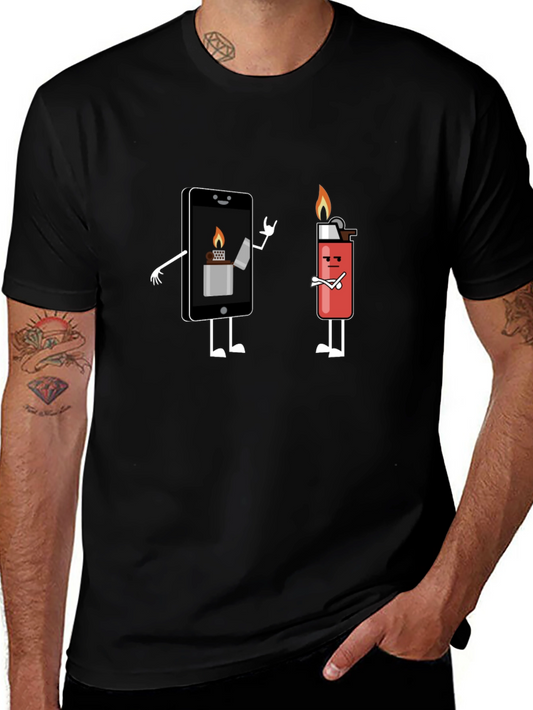 Funny Phone and Lighter T-Shirt