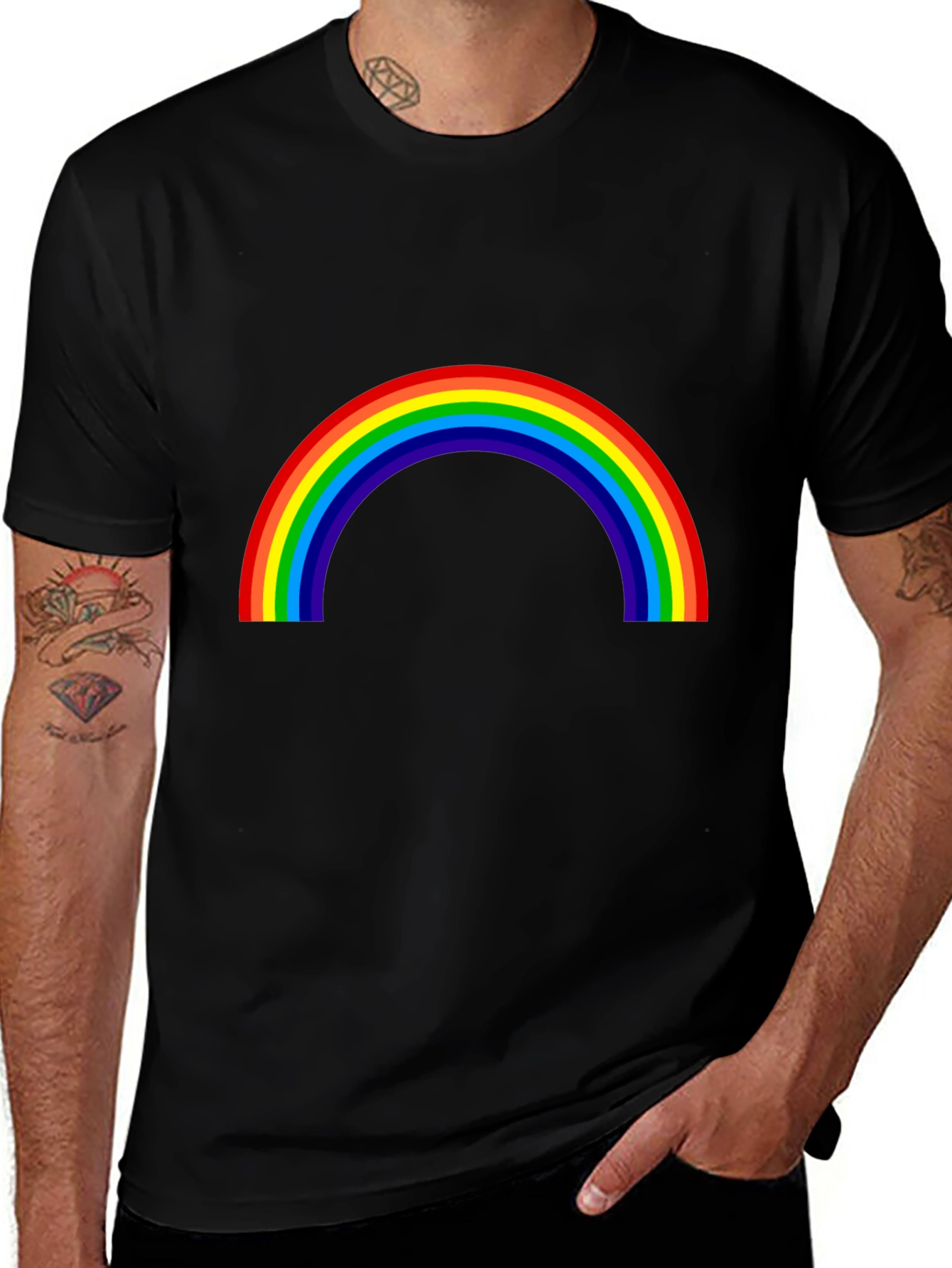 Rainbow Graphic T-Shirt - Black Cotton Tee