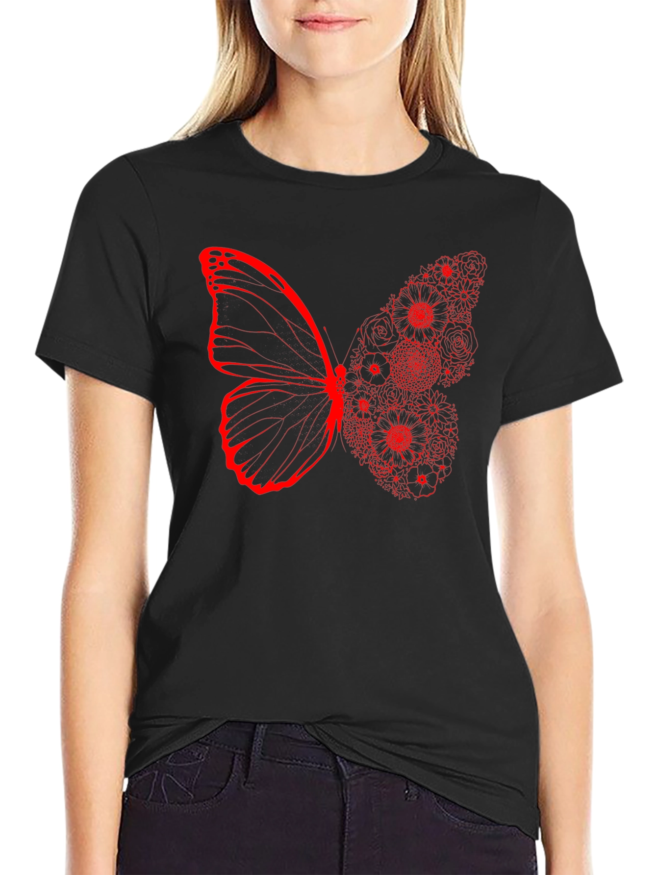 Butterfly Floral Graphic Print Tee