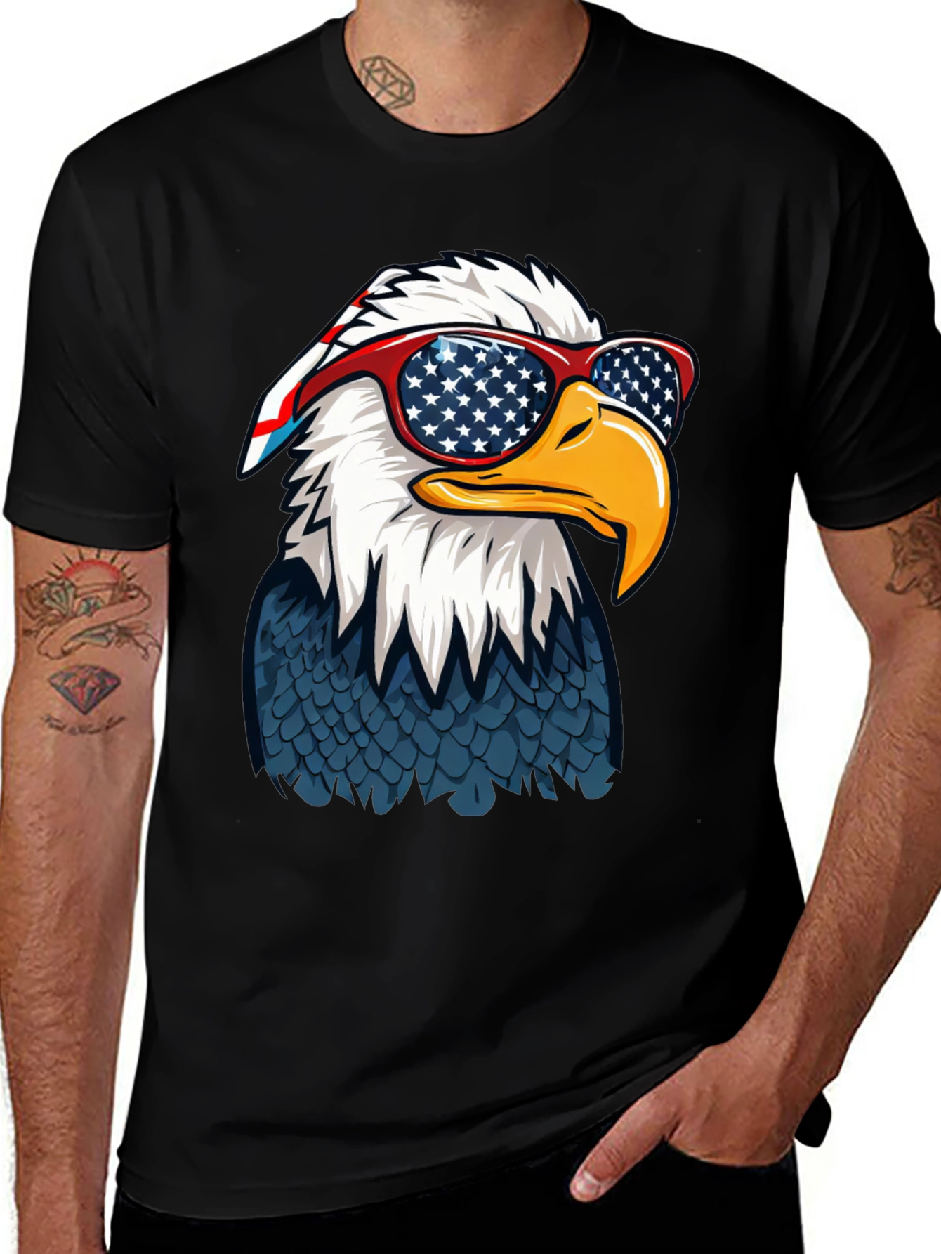 Patriotic Eagle T-Shirt with USA Flag Glasses