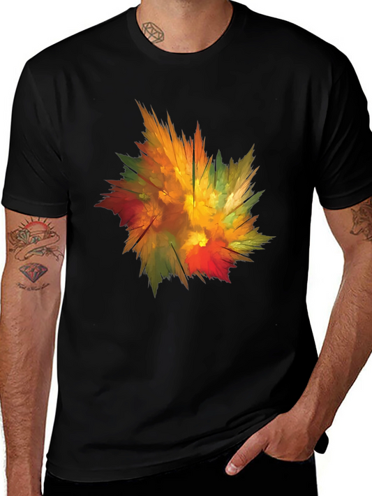 Abstract Autumn Leaf Graphic T-Shirt