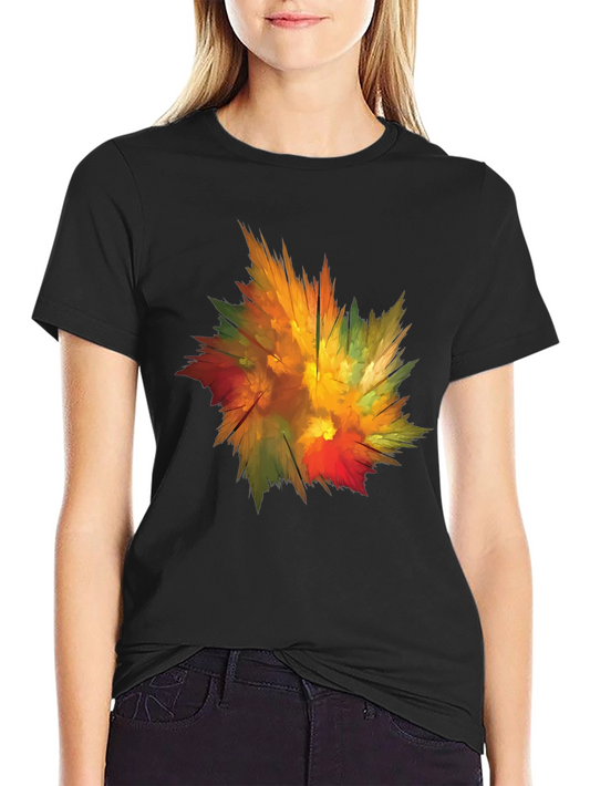 Abstract Autumn Leaf Graphic T-Shirt